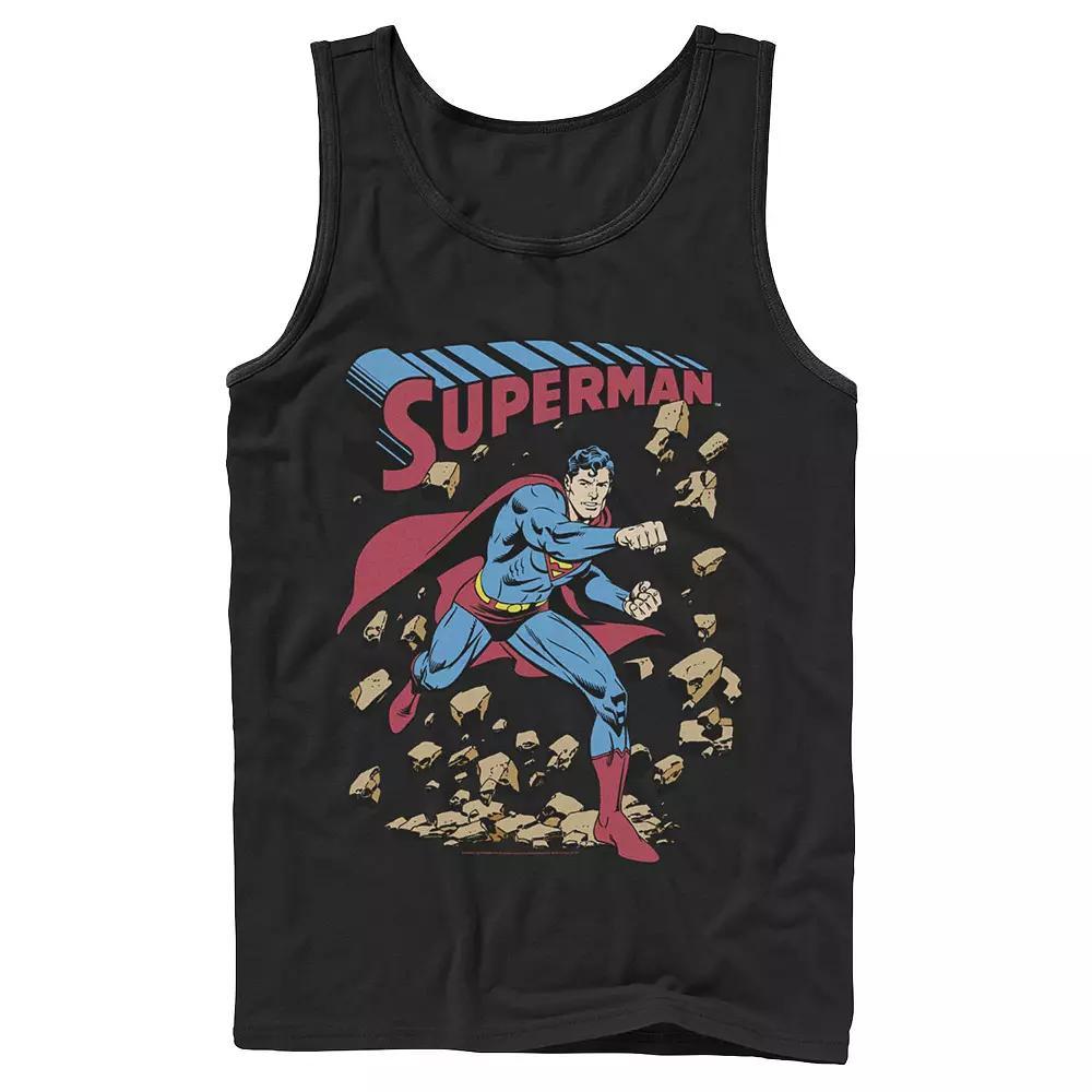 Men's DC Comics Superman Smash Rocks Vintage Poster Tank Top,  Product Image