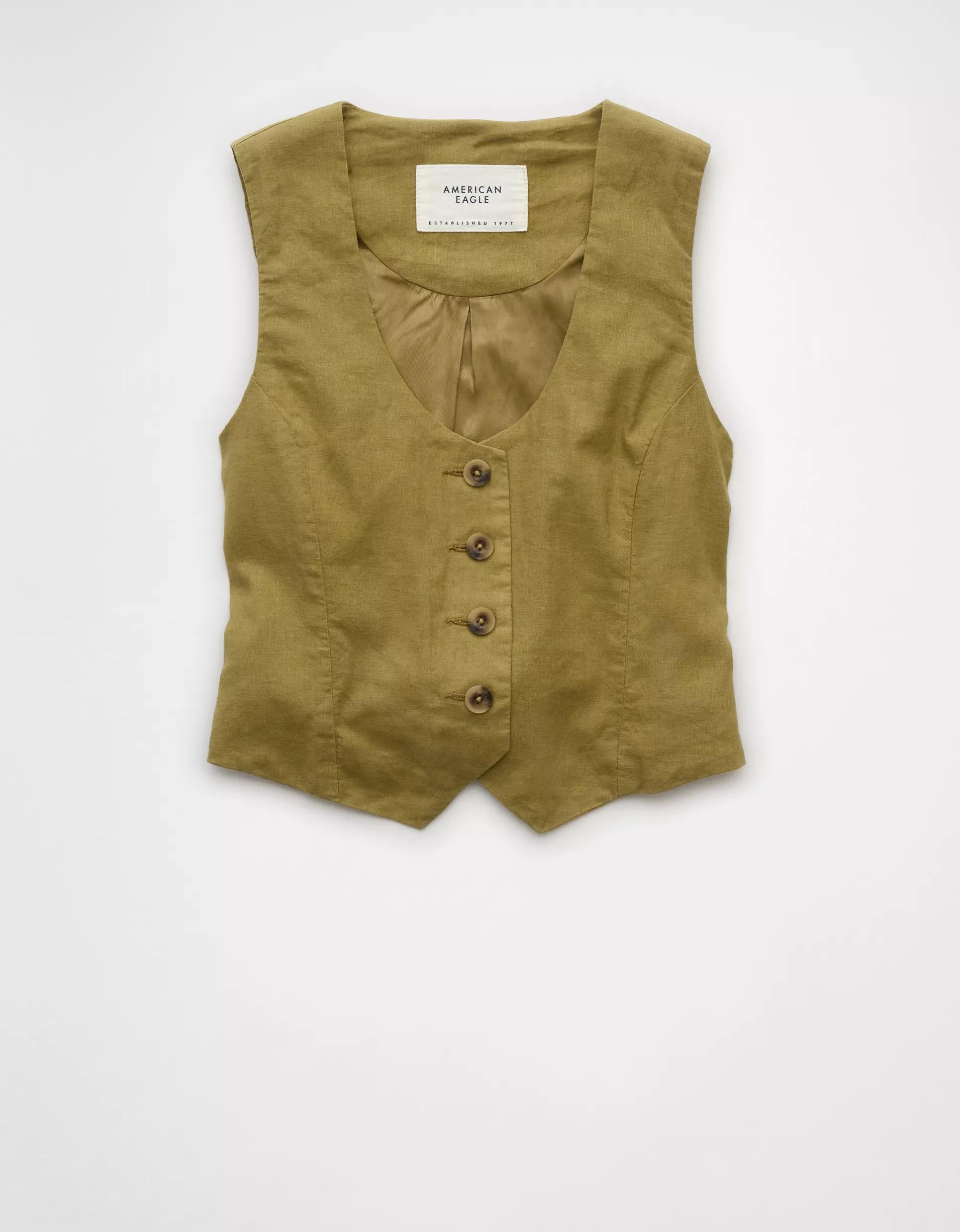 AE Linen-Blend Vest Product Image