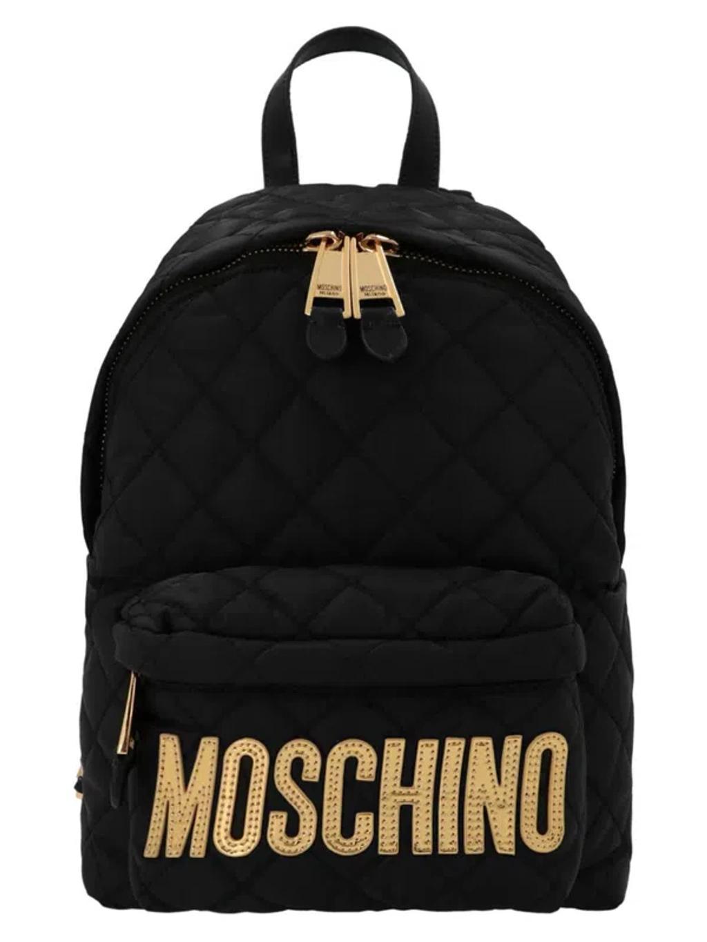 MOSCHINO Black Medium Logo Backpack Product Image