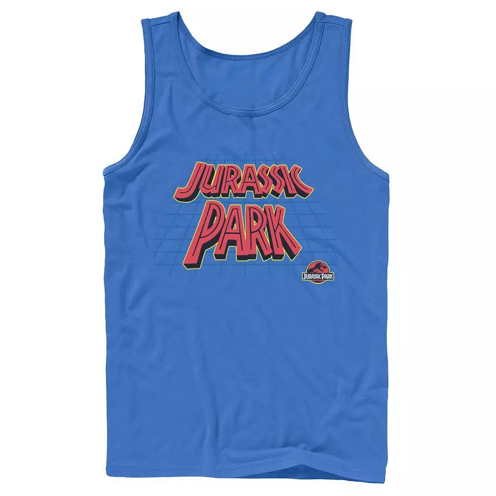 Men's Jurassic Park Tilted Retro Grid Logo Tank Top,  Product Image