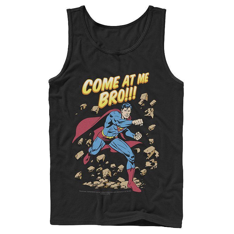 Mens DC Comics Superman Come At Me Bro Text Poster Tank Top Grey Product Image