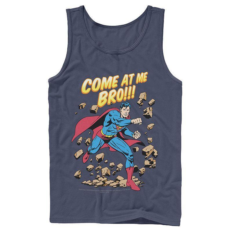 Mens DC Comics Superman Come At Me Bro Text Poster Tank Top Grey Product Image