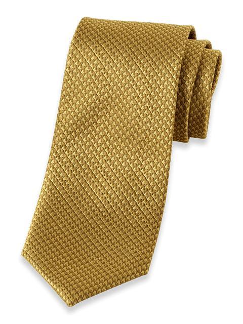 Houndstooth Woven Silk Tie - Gold Product Image