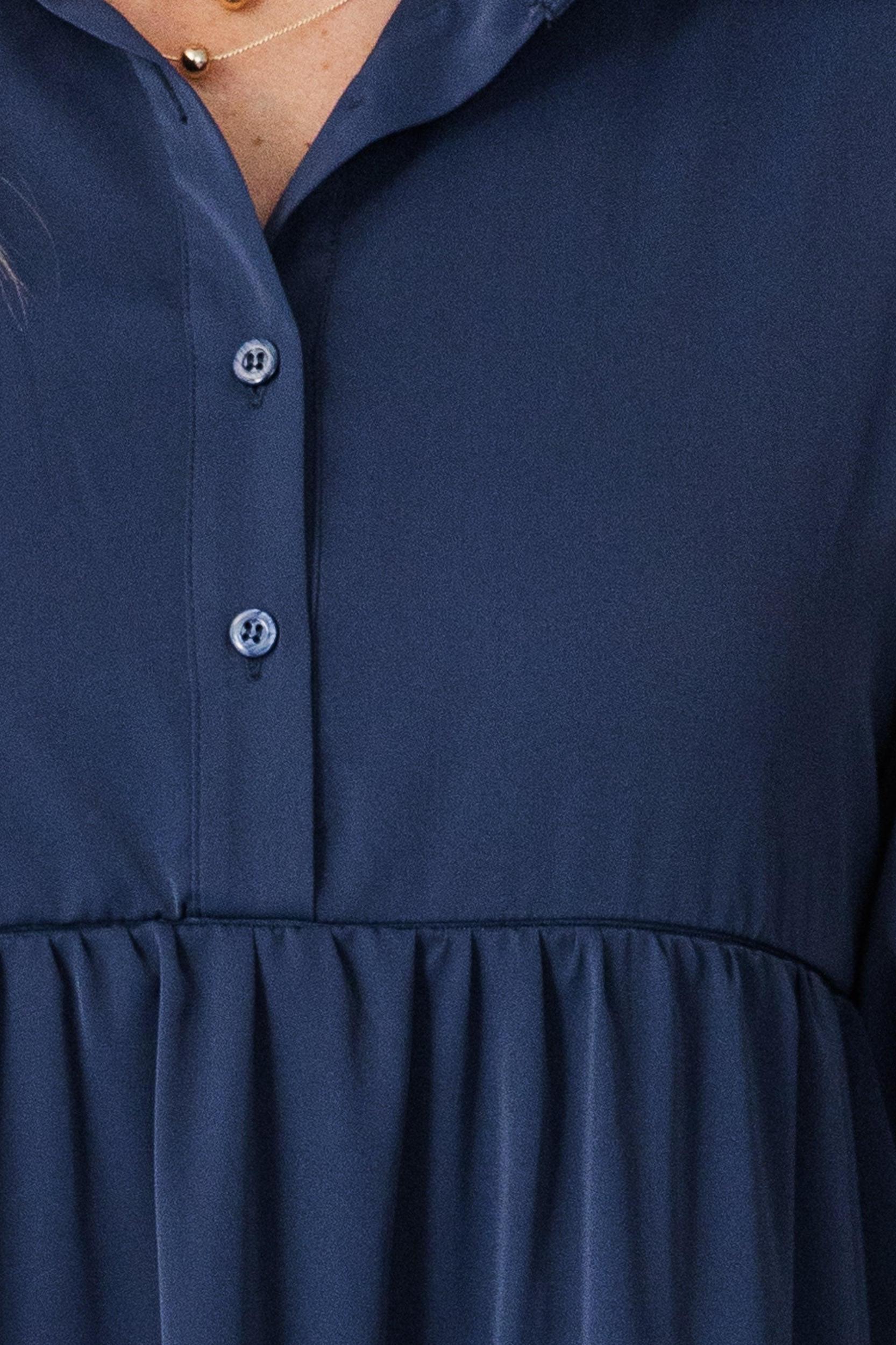 NURSING COLLECTION: Love Found Navy Blue Tiered Midi Dress Female Product Image