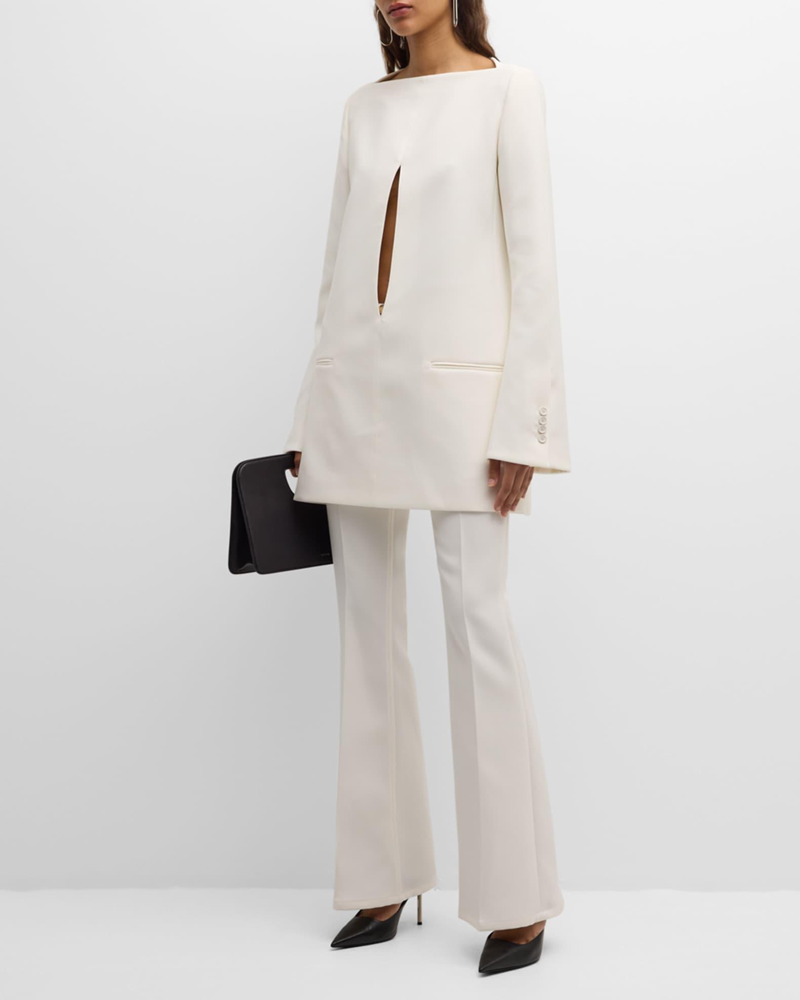 Cutout Flare-Sleeve Tailored Tunic Blouse Product Image