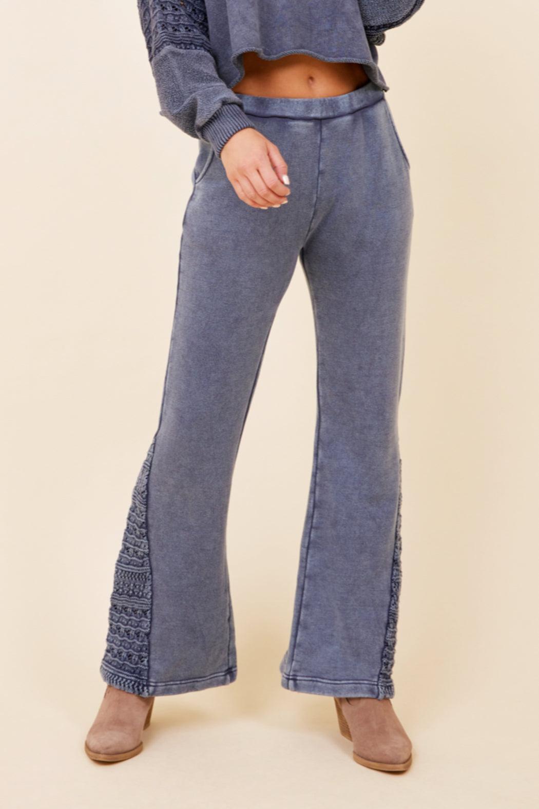 Crochet Detail Wide Leg Pants Product Image