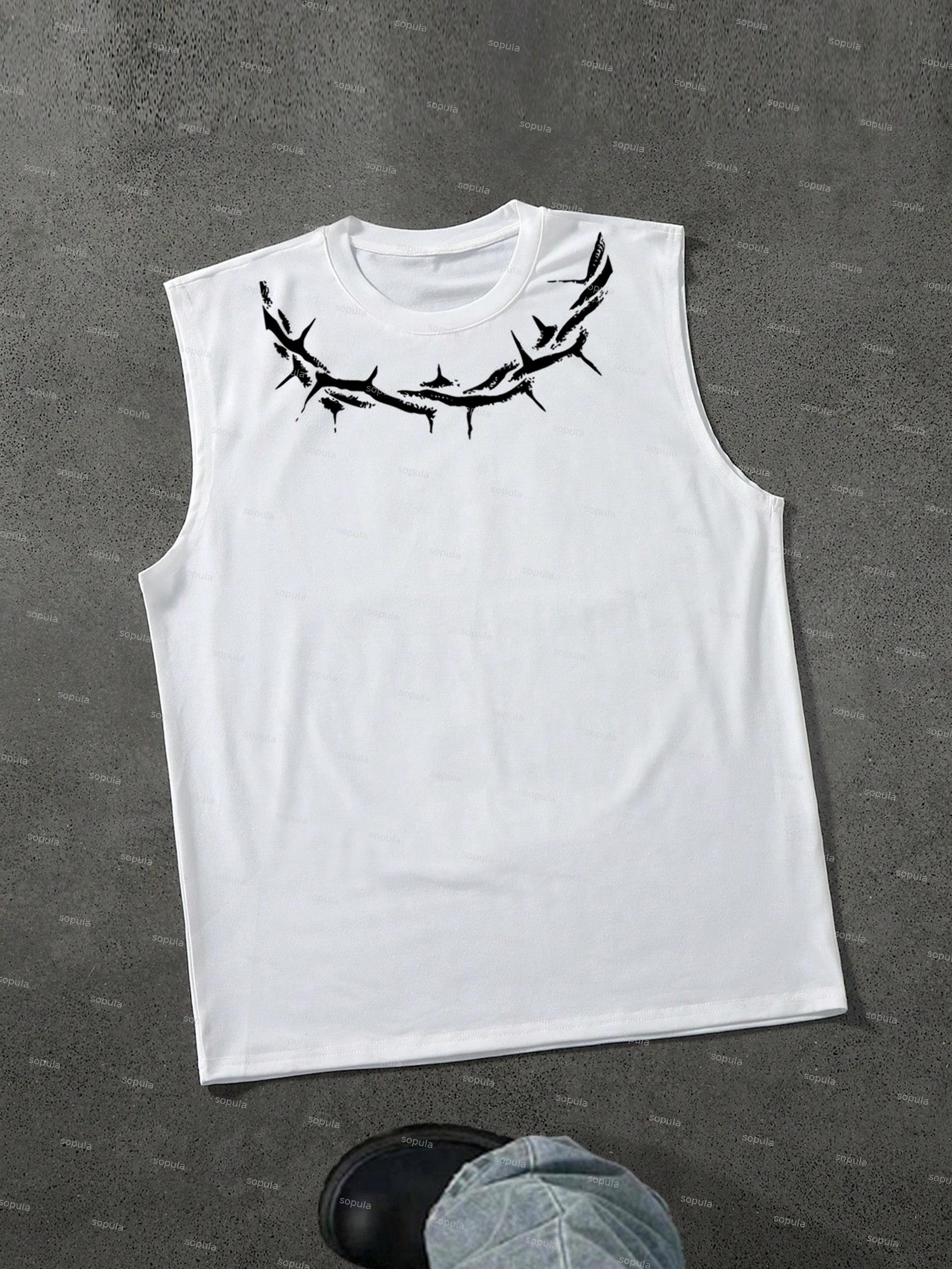 Thorn Neckline Jesus Alphabet Graphic Tank Top Product Image