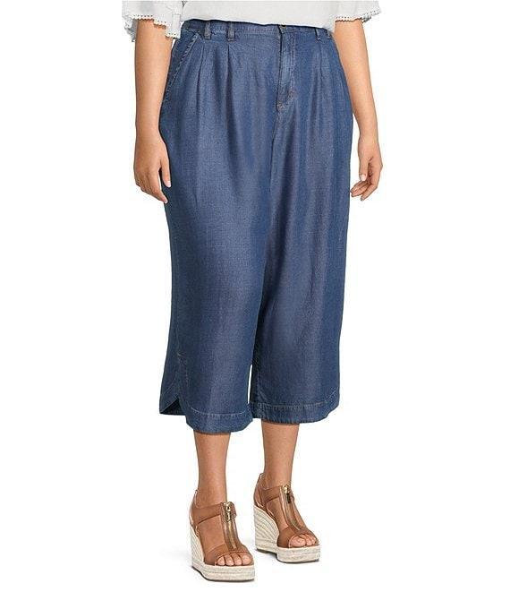 John Mark Plus Size Wide Leg Tulip Hem Cropped Pants Product Image