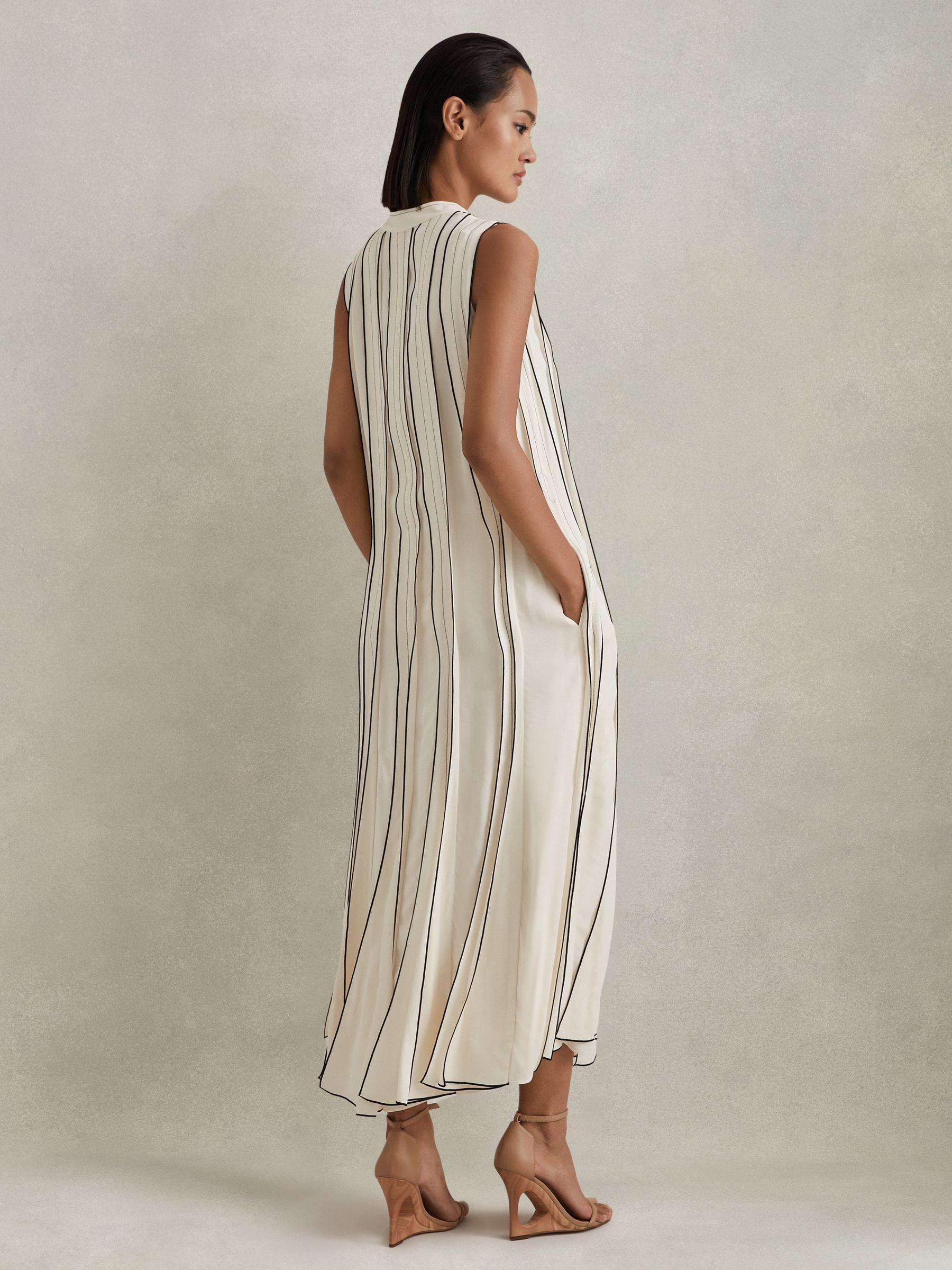 Contrast Ruffle Midi Dress in Ivory Product Image