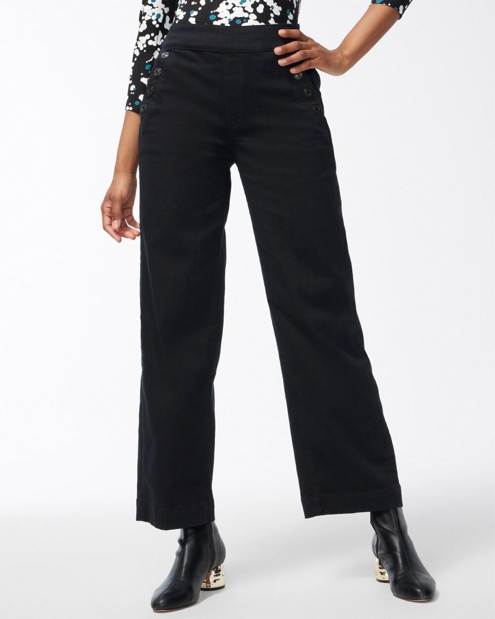 Petite Pull-On Wide Leg Ankle Jeans Product Image