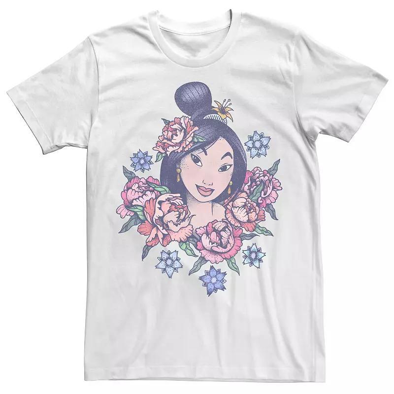 Mens Disneys Mulan Floral Portrait Vintage Tee Blue Product Image