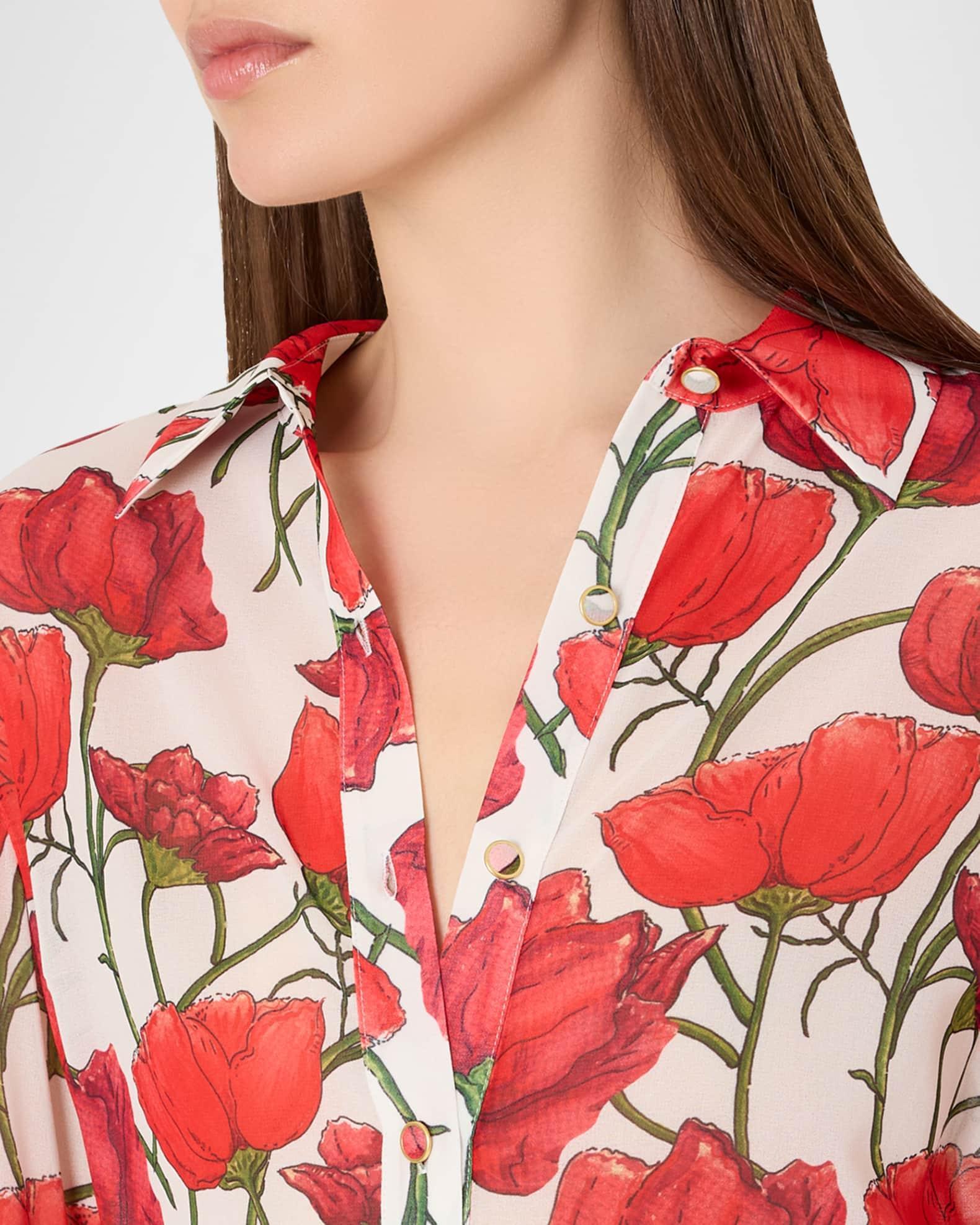 Lacey Peony Button-Front Blouse Product Image