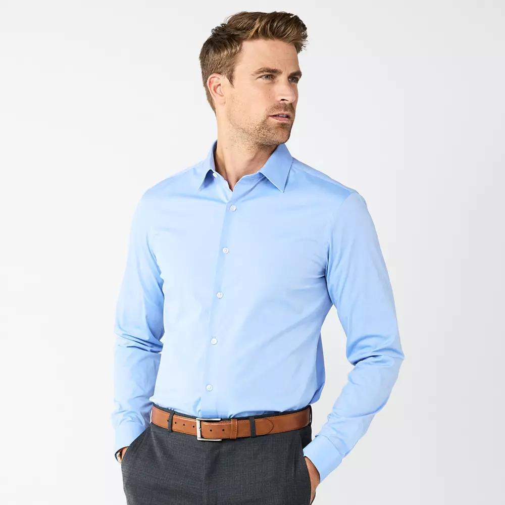 Men's Apt. 9® Premier Flex Extra-Slim Fit Wrinkle Resistant Dress Shirt, Size: Large-32/33, Light Blue Product Image