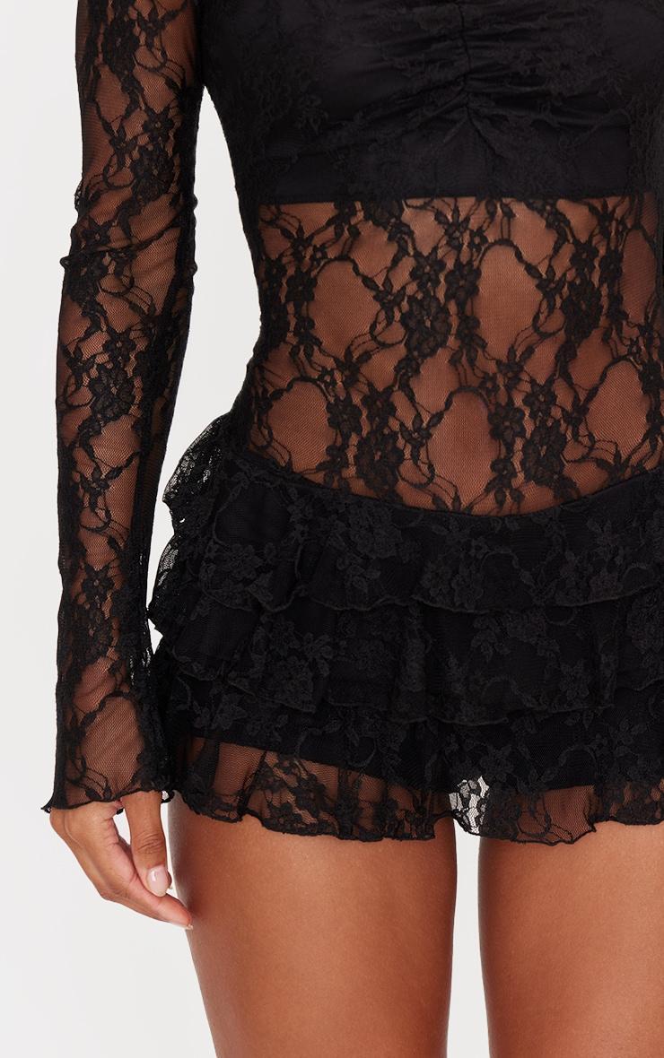 Black Lace Bardot Rara Skort Romper Product Image