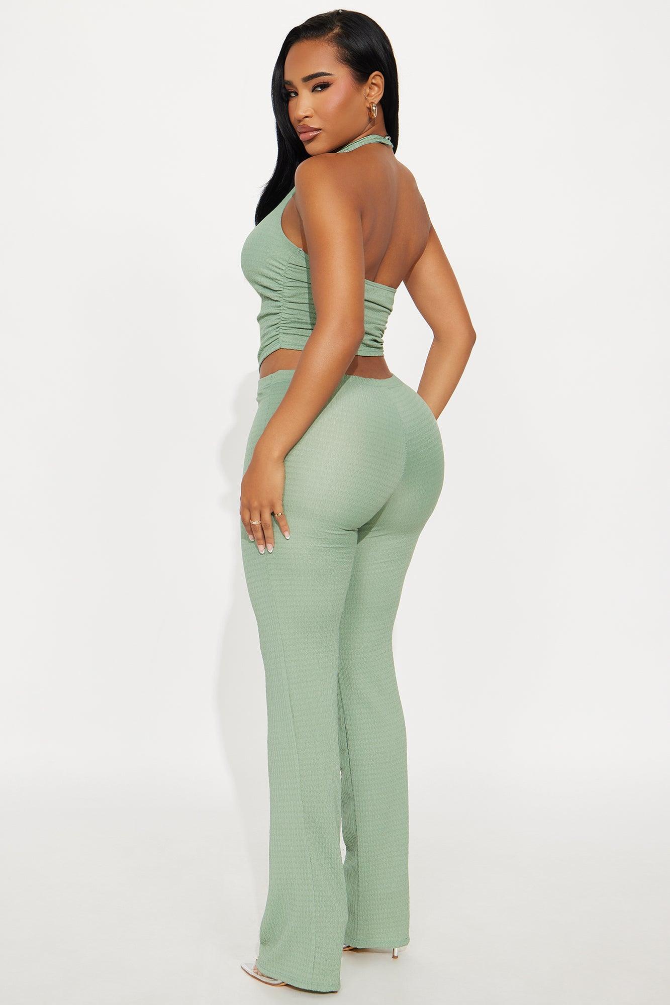 Alice Halter Textured Pant Set - Sage Female Product Image