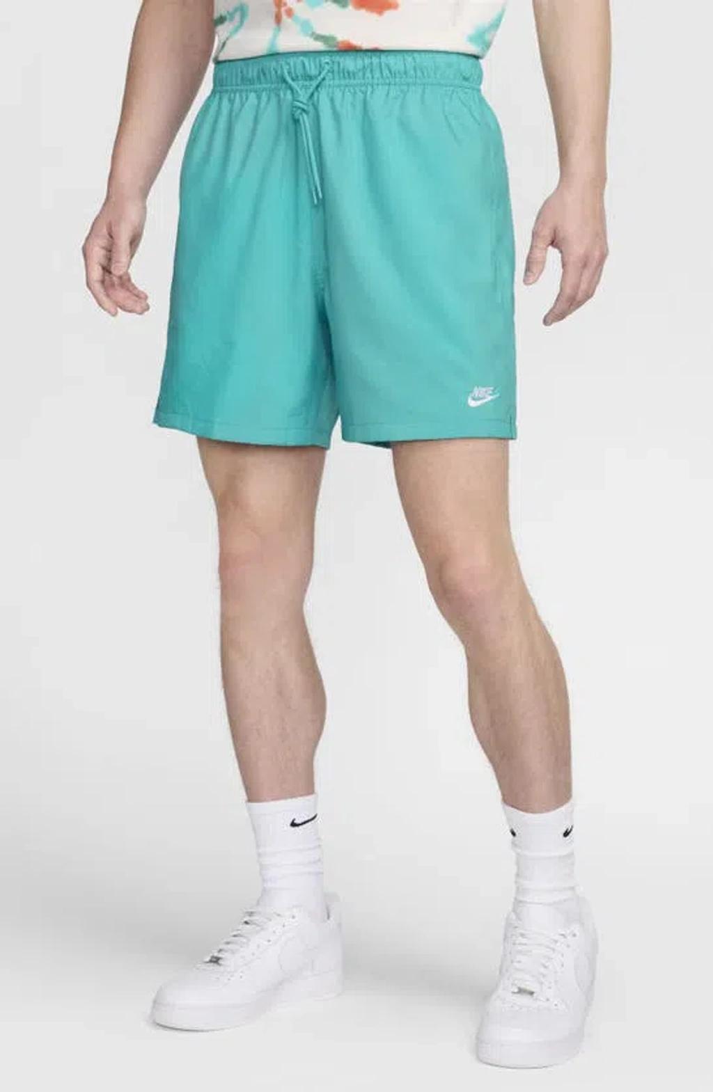 NIKE Club Woven Shorts In Turquoise-blue In Dusty Cactus/white Product Image