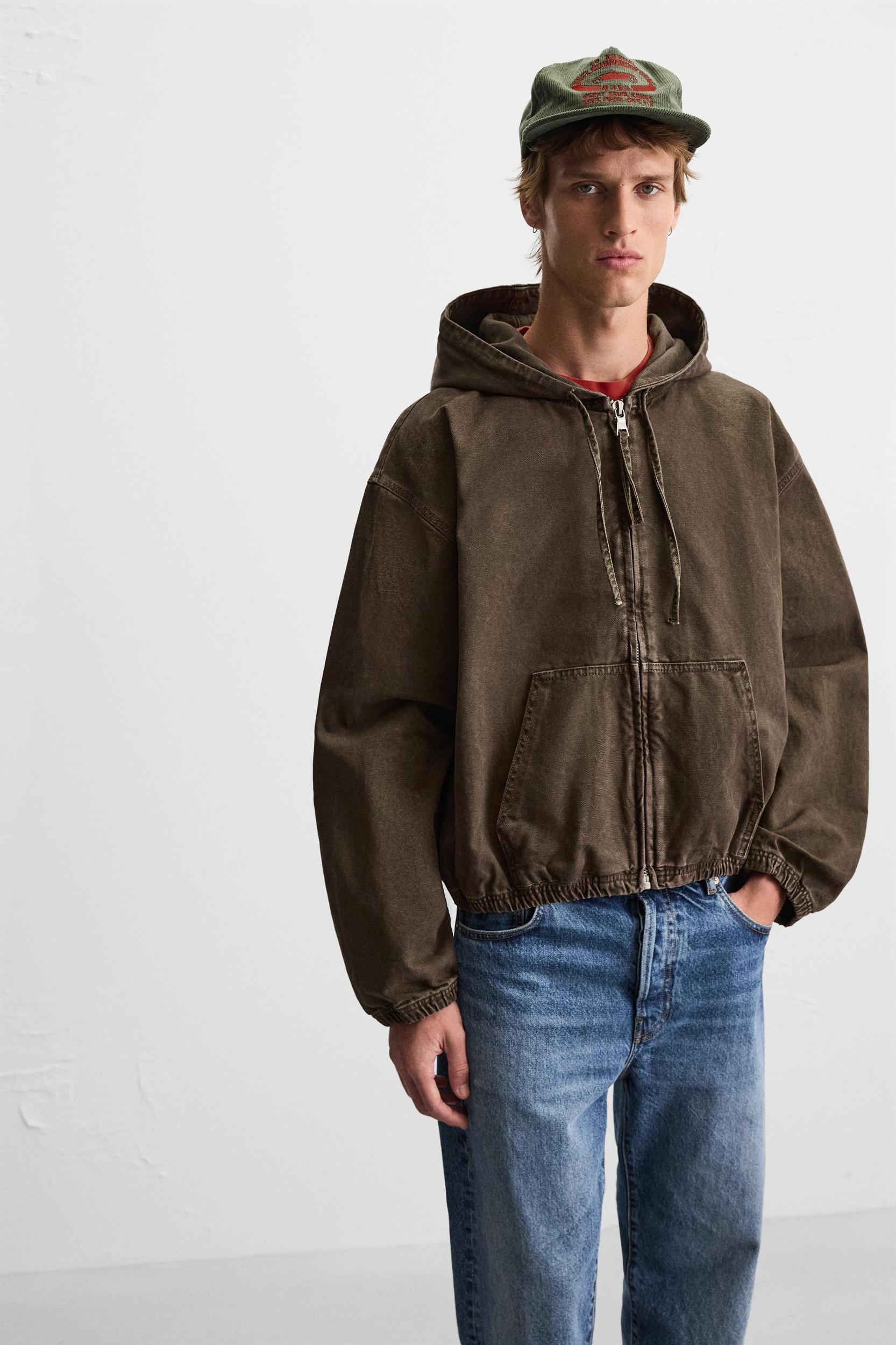 HOODED DENIM JACKET Product Image