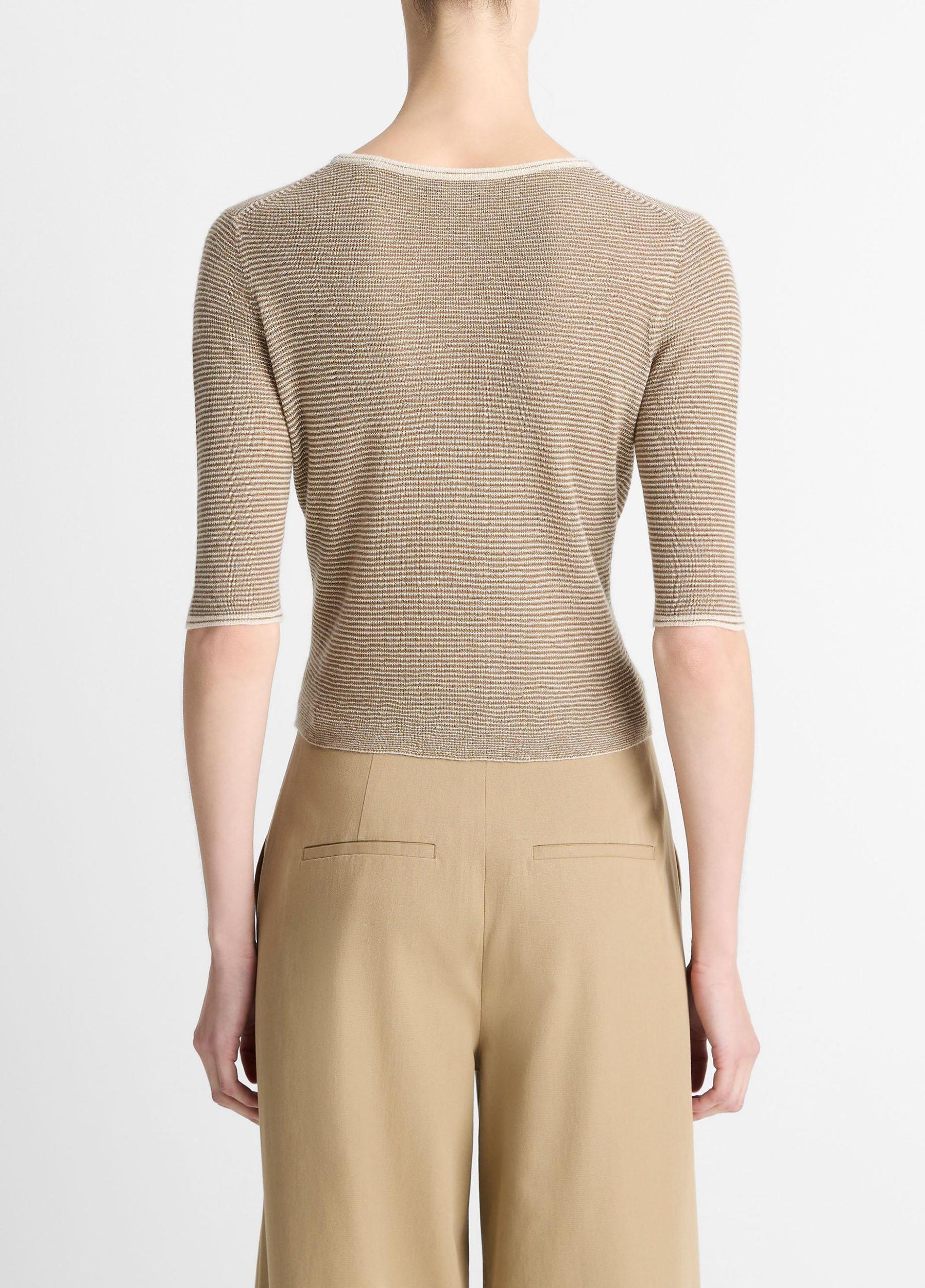 Micro-Stripe Cashmere-Silk Cardigan Product Image