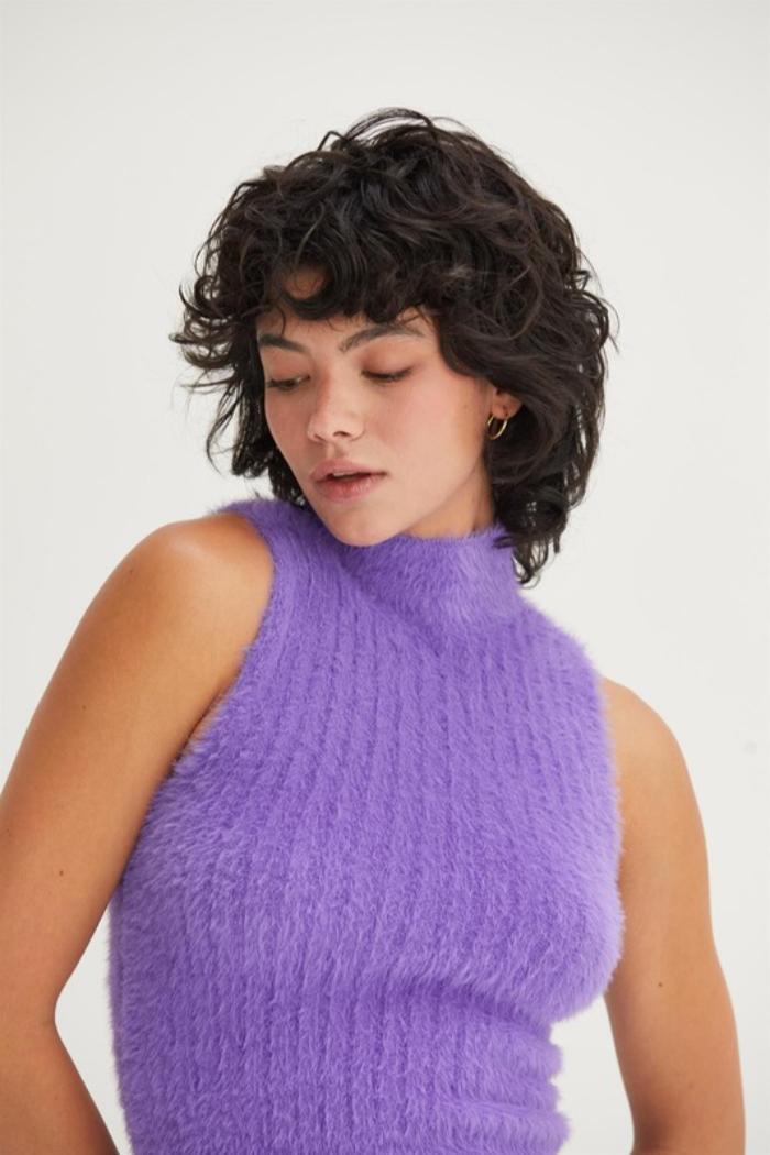 Fuzzy Sleeveless Sweater Product Image