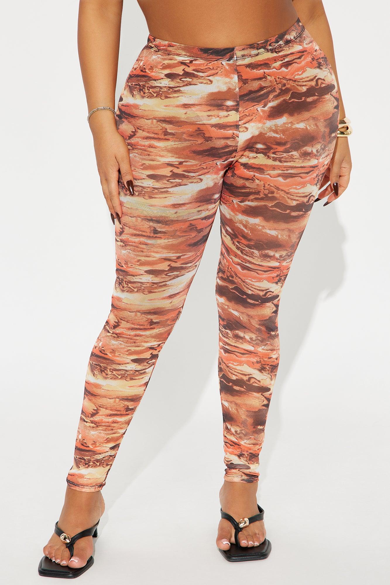 Amara Mesh Legging - Orange/combo Product Image