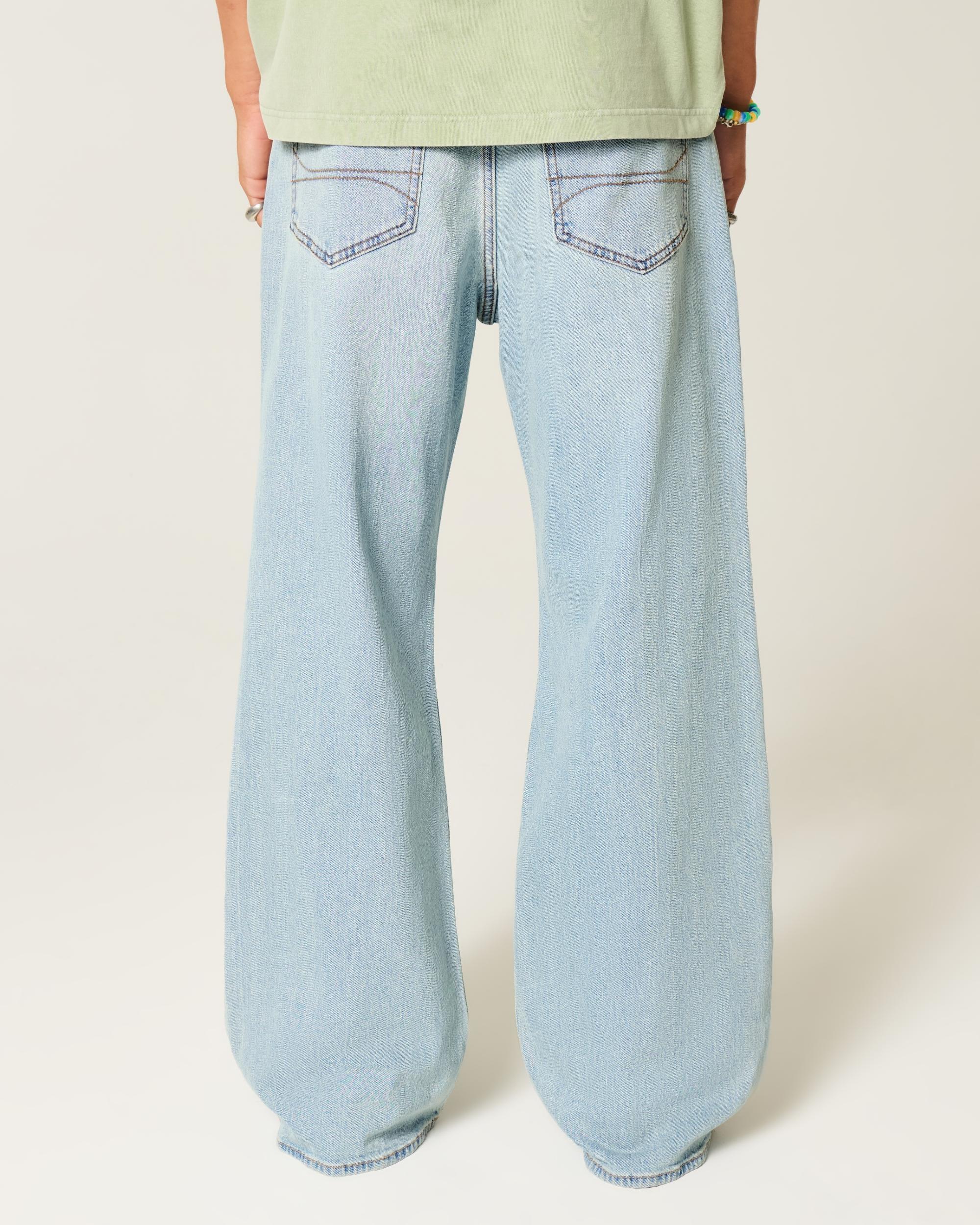 Light Wash Baggy Bootcut Jeans Product Image