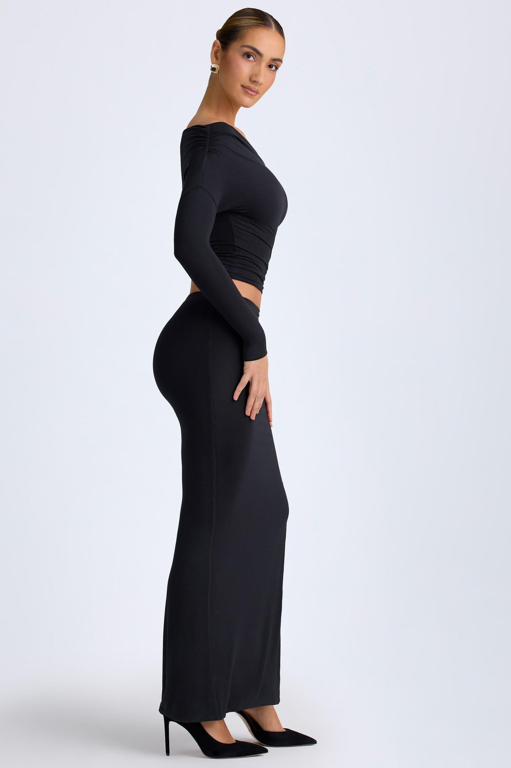 Modal Low-Rise Maxi Skirt in Black Product Image