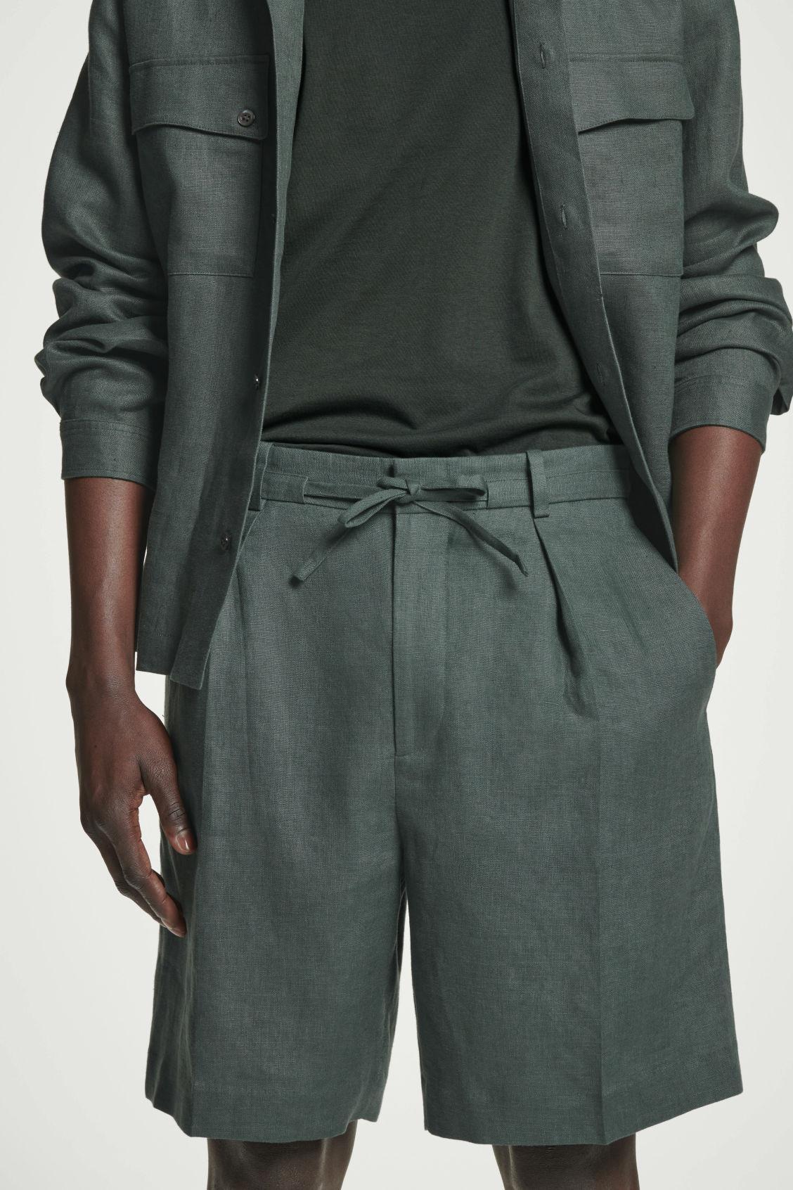 TAILORED DRAWSTRING LINEN SHORTS Product Image