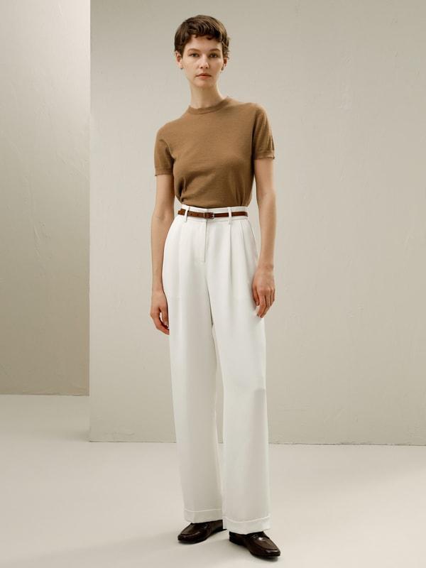 LILYSILK Short Sleeve Cashmere Jumper for Women Black 100% A-Grade Cashmere Soft Round Neck T-Shirt M Product Image