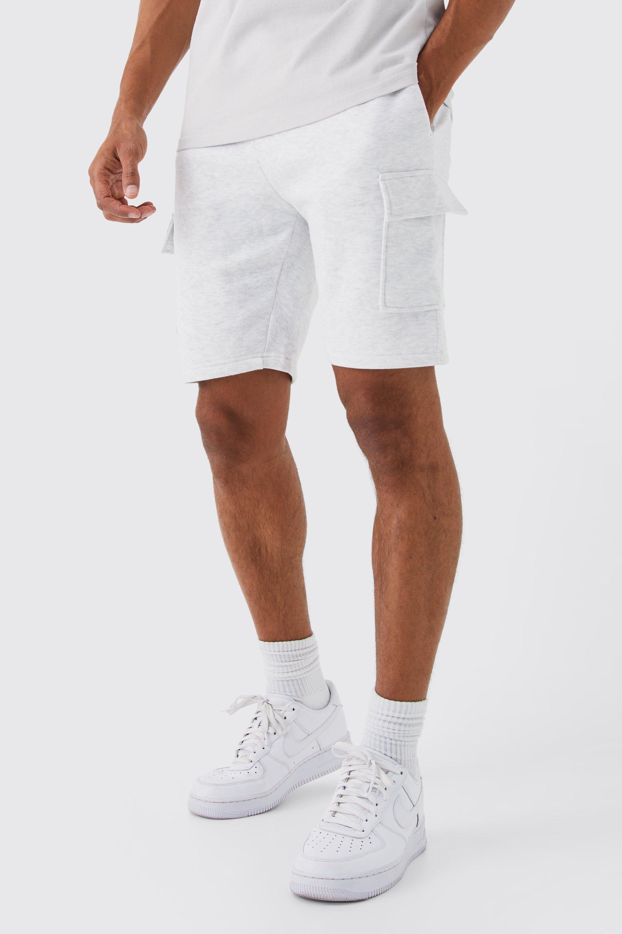 Mens Slim Mid Cargo Jersey Short - Grey Product Image