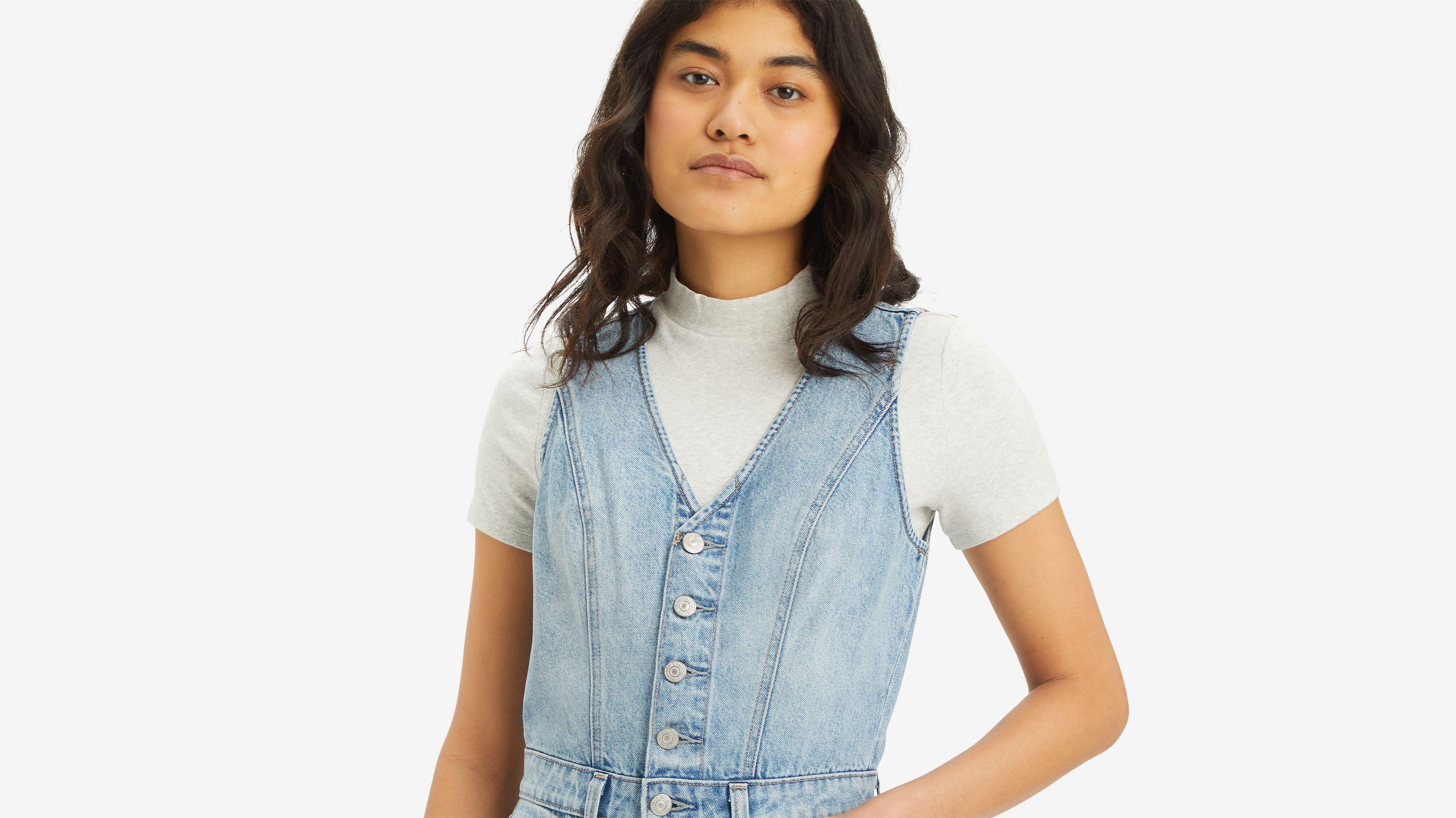 Denim Vest Wide Leg Jumpsuit Product Image