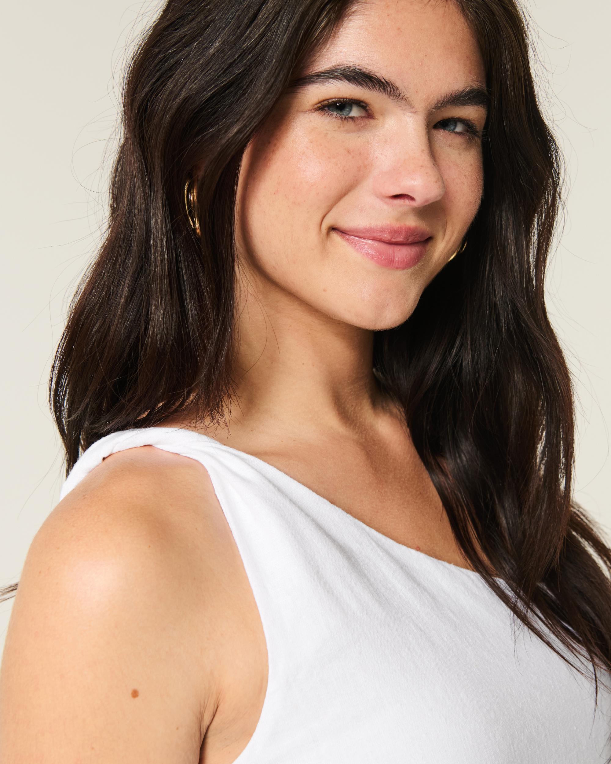 Linen-Blend One-Shoulder Top Product Image