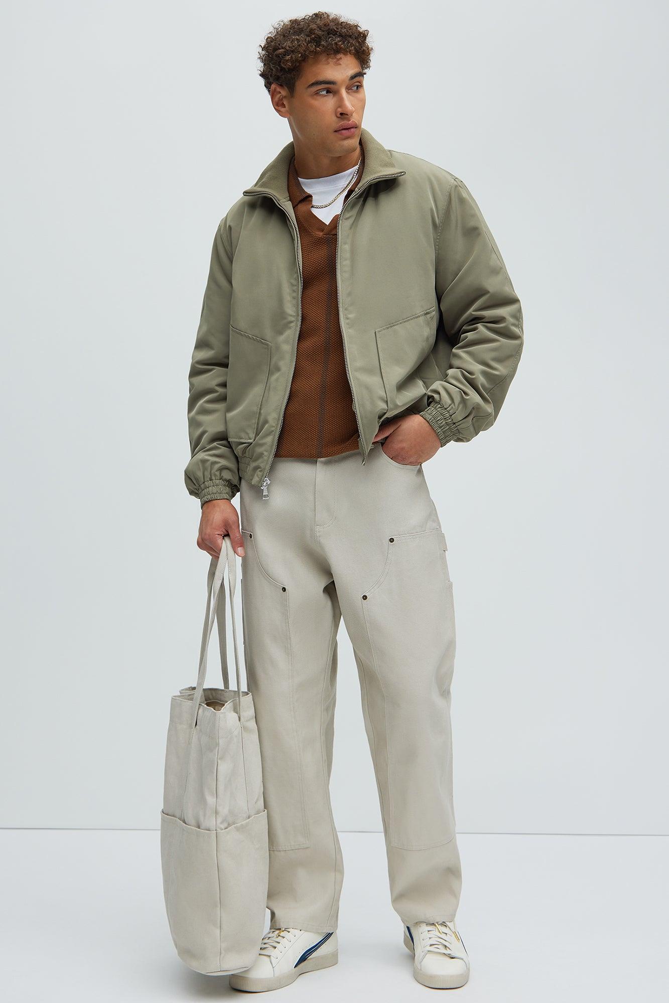 Favre Zip-Through Mock Neck Bomber Jacket - Olive Product Image