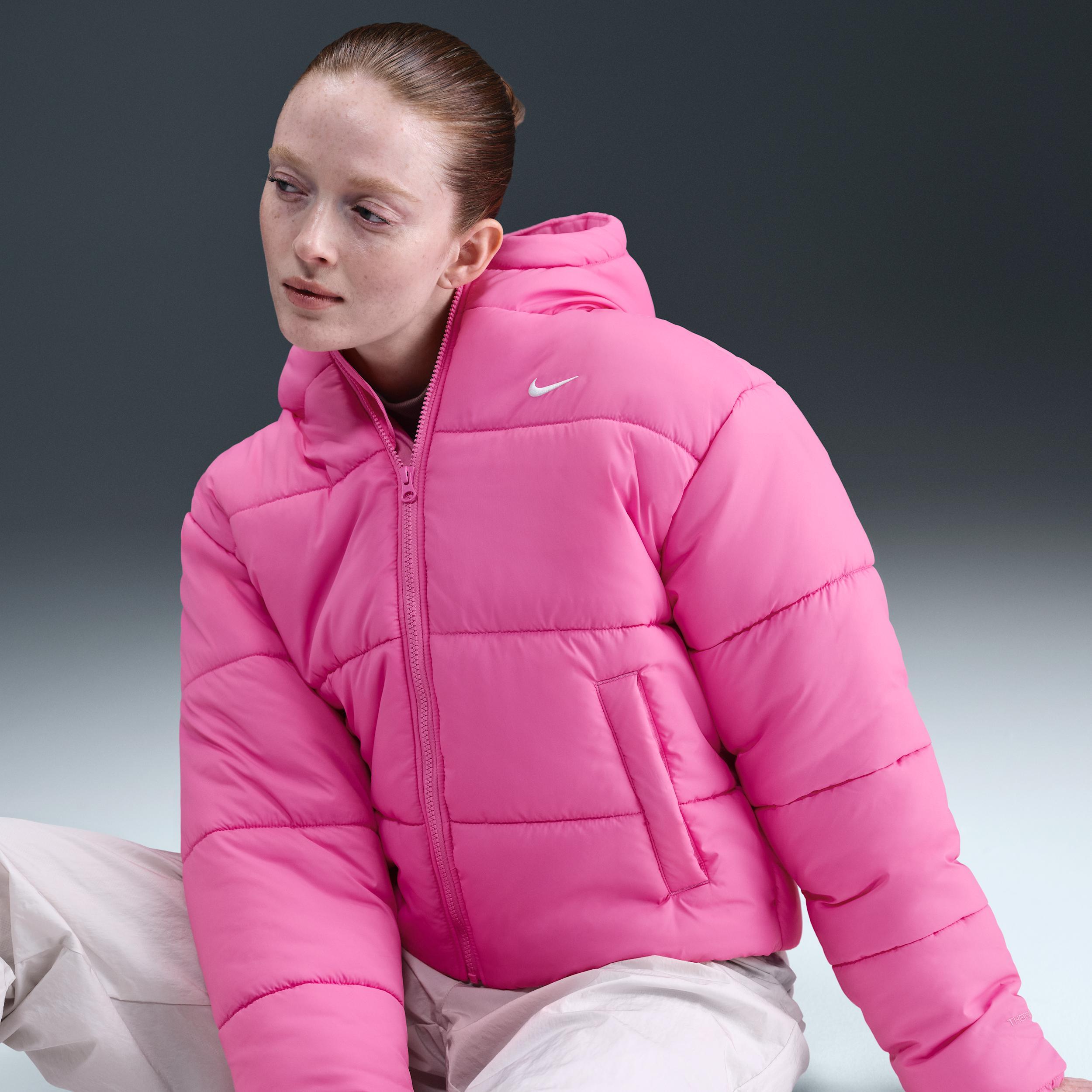 Womens Nike Sportswear Classic Puffer Therma-FIT Loose Hooded Jacket | FZ5899-675 Product Image