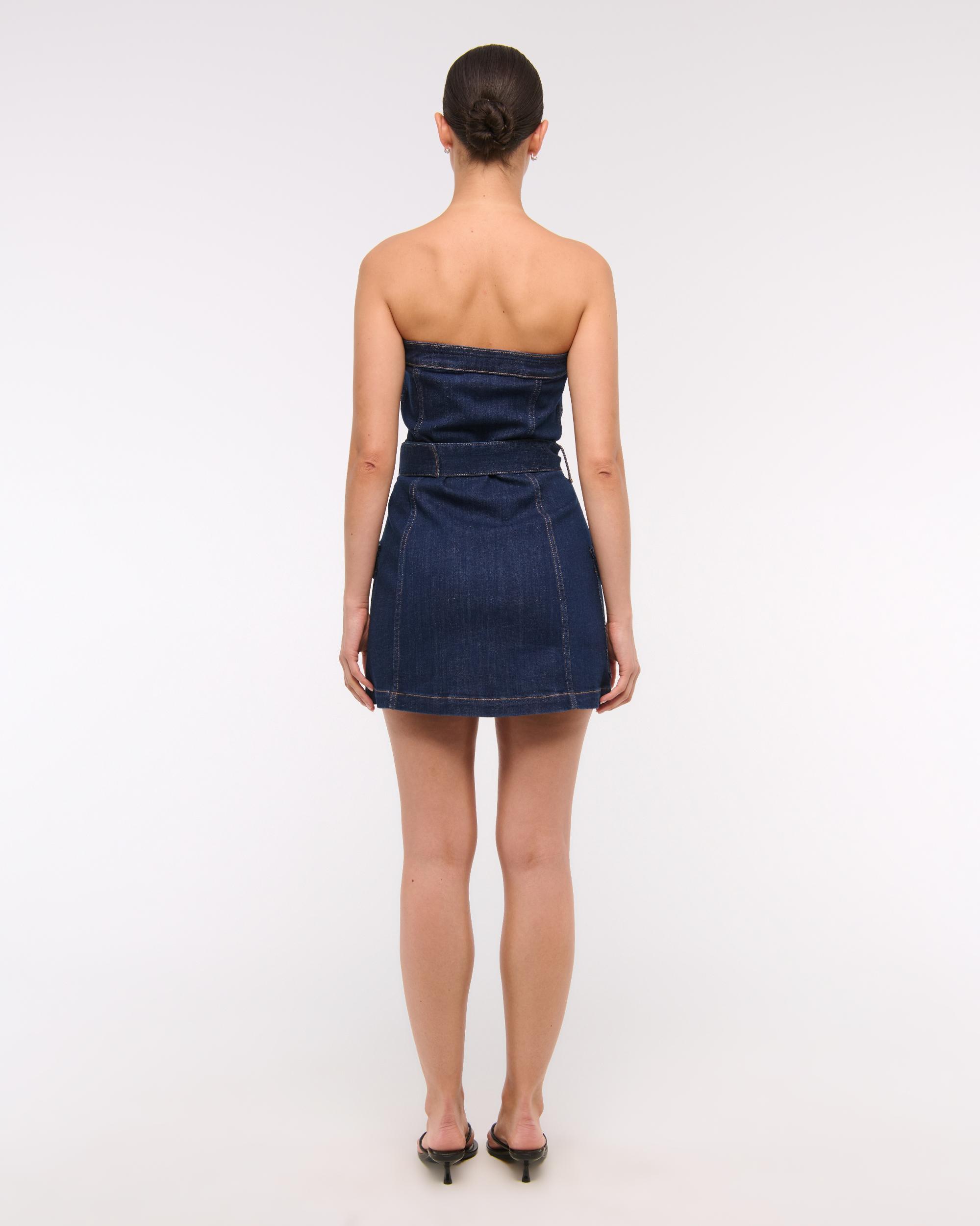 Strapless Belted Denim Mini Dress Product Image