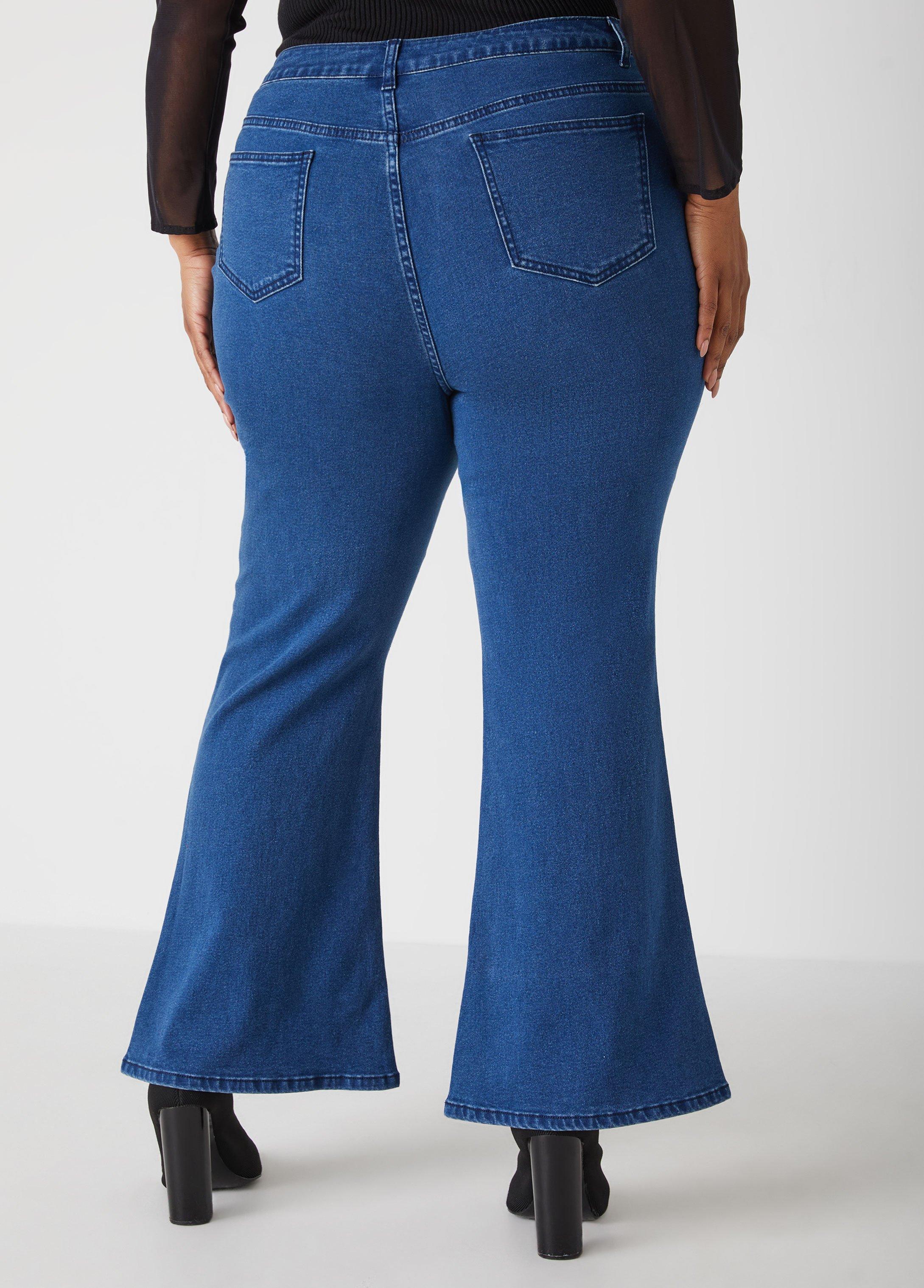 Plus Size Sequined Flared Jeans Ashley Stewart Product Image