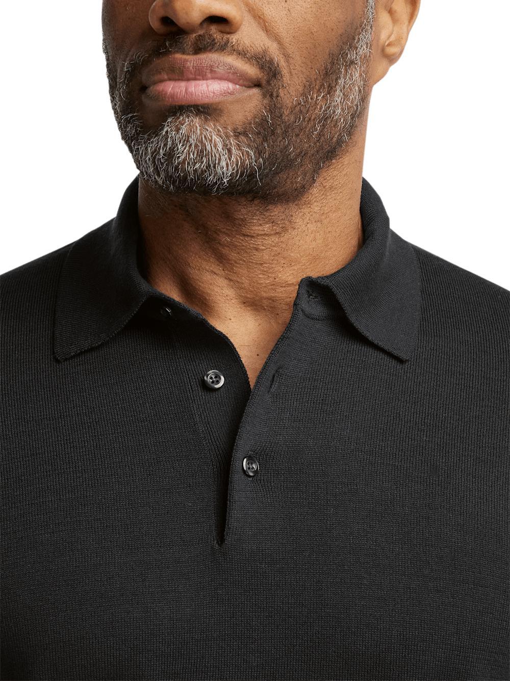 Supima Cotton Three Button Polo - Black Product Image