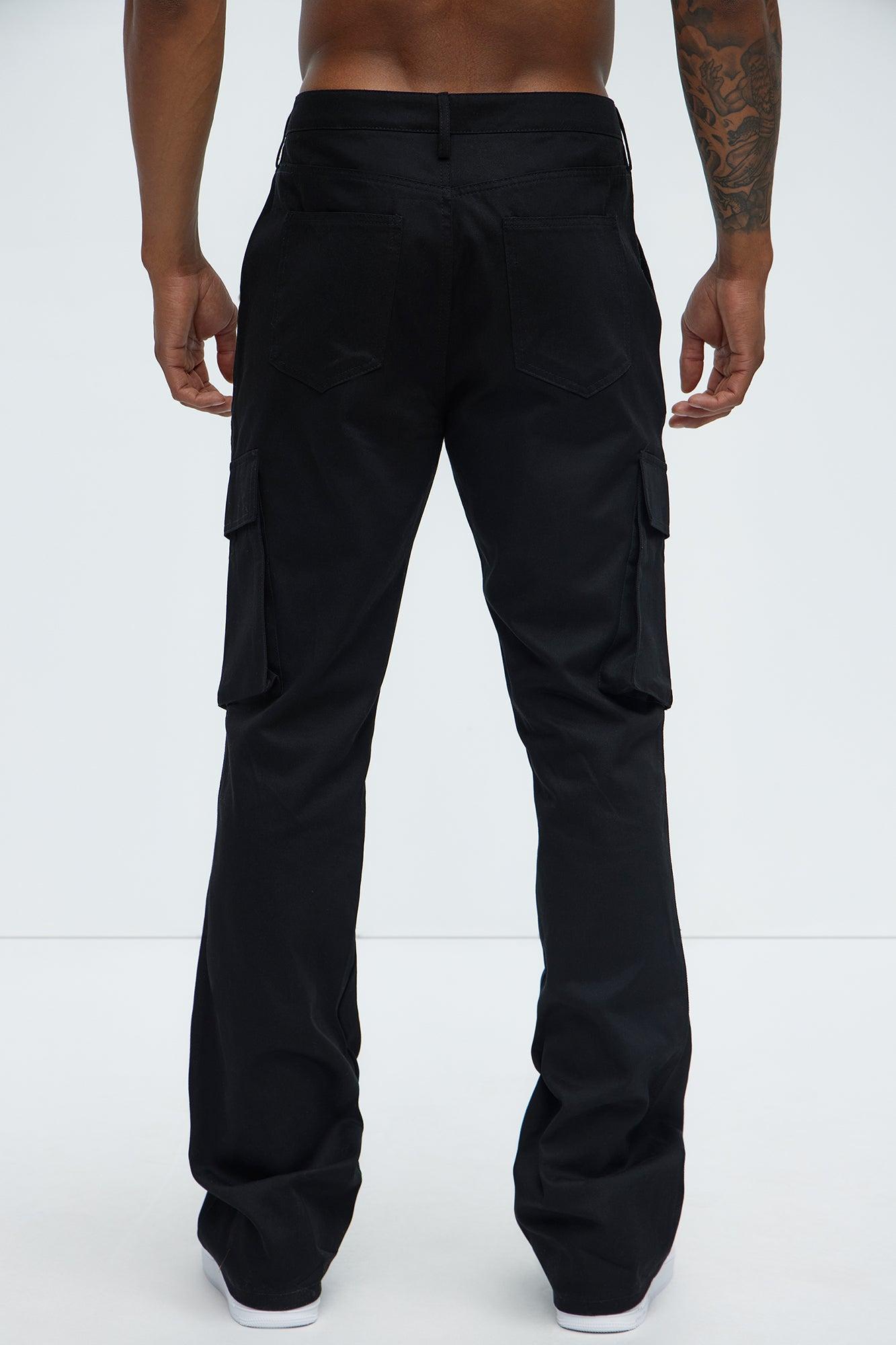 Double Up Stacked Slim Cargo Pants - Black Product Image