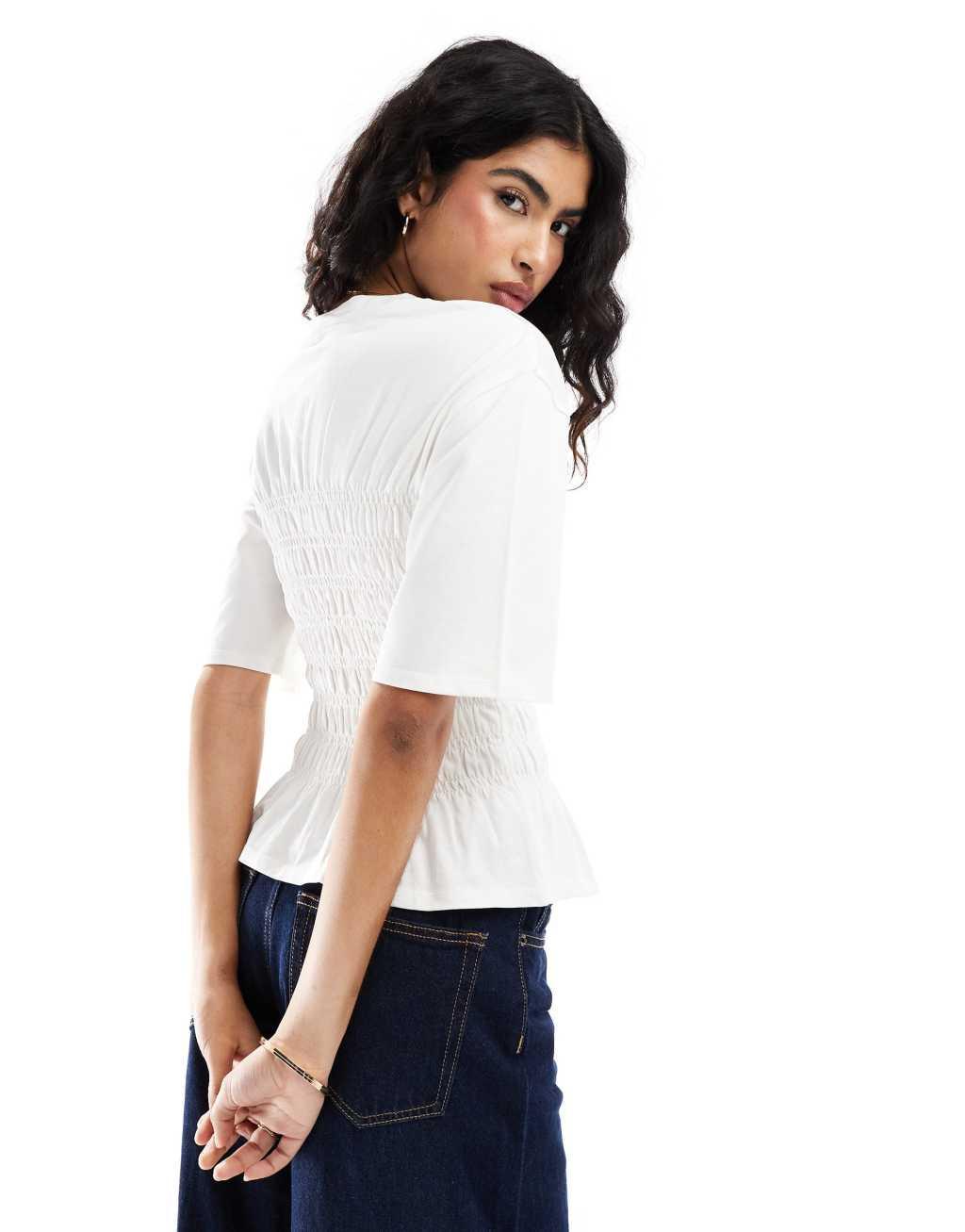 & Other Stories top with ruched corset detail in white Product Image