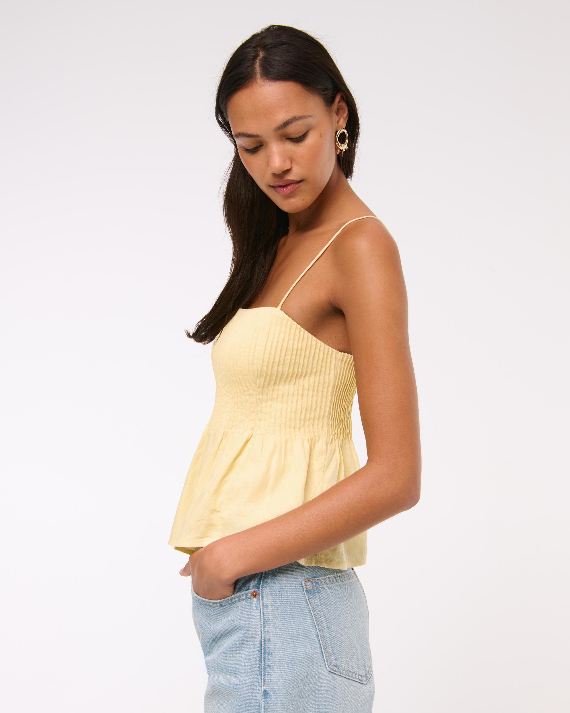 Linen-Blend Pintuck Cami Product Image