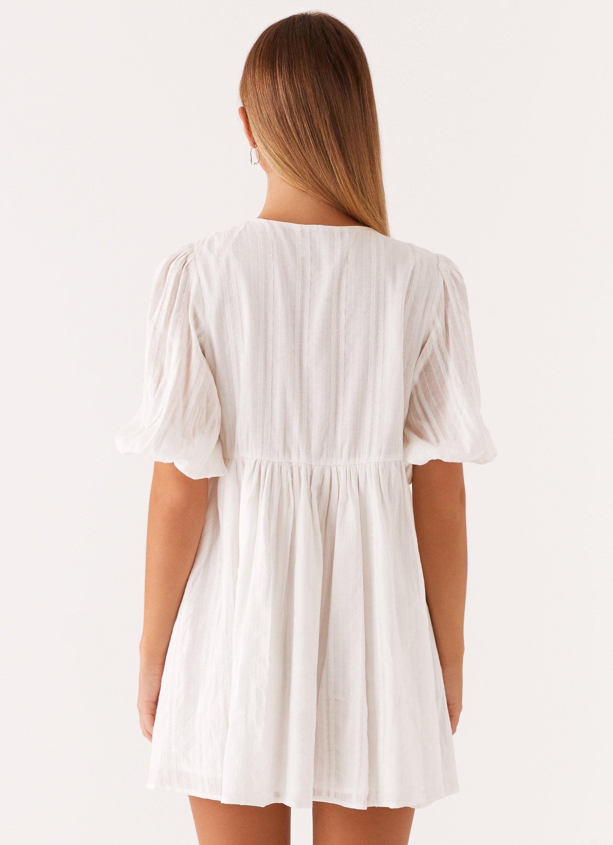 Western Wind Tie Mini Dress - White Product Image