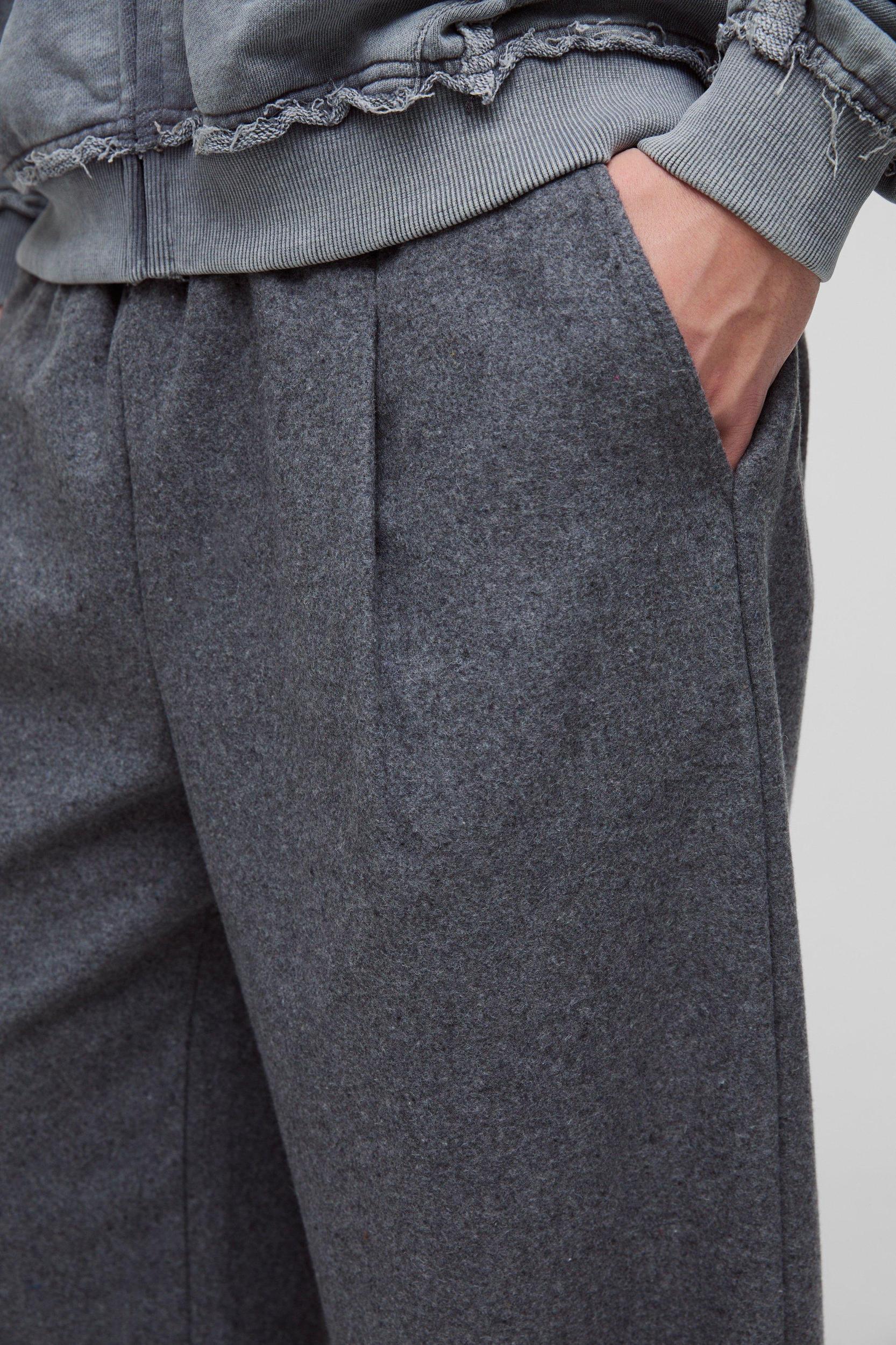 Elasticated Waist Wide Leg Wool Look Pleated Pants | boohooMAN USA Product Image