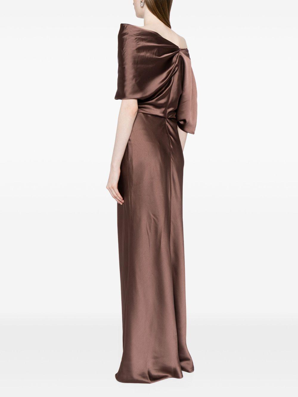 off-shoulder draped maxi dress Product Image