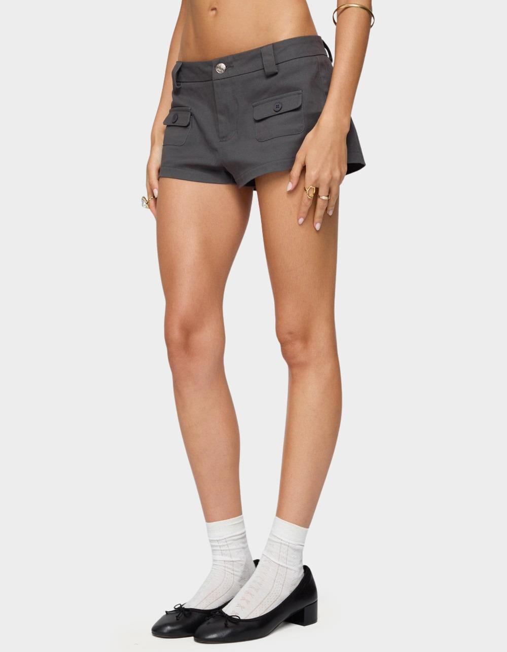EDIKTED Terra Cargo Micro Shorts - GRAY Product Image
