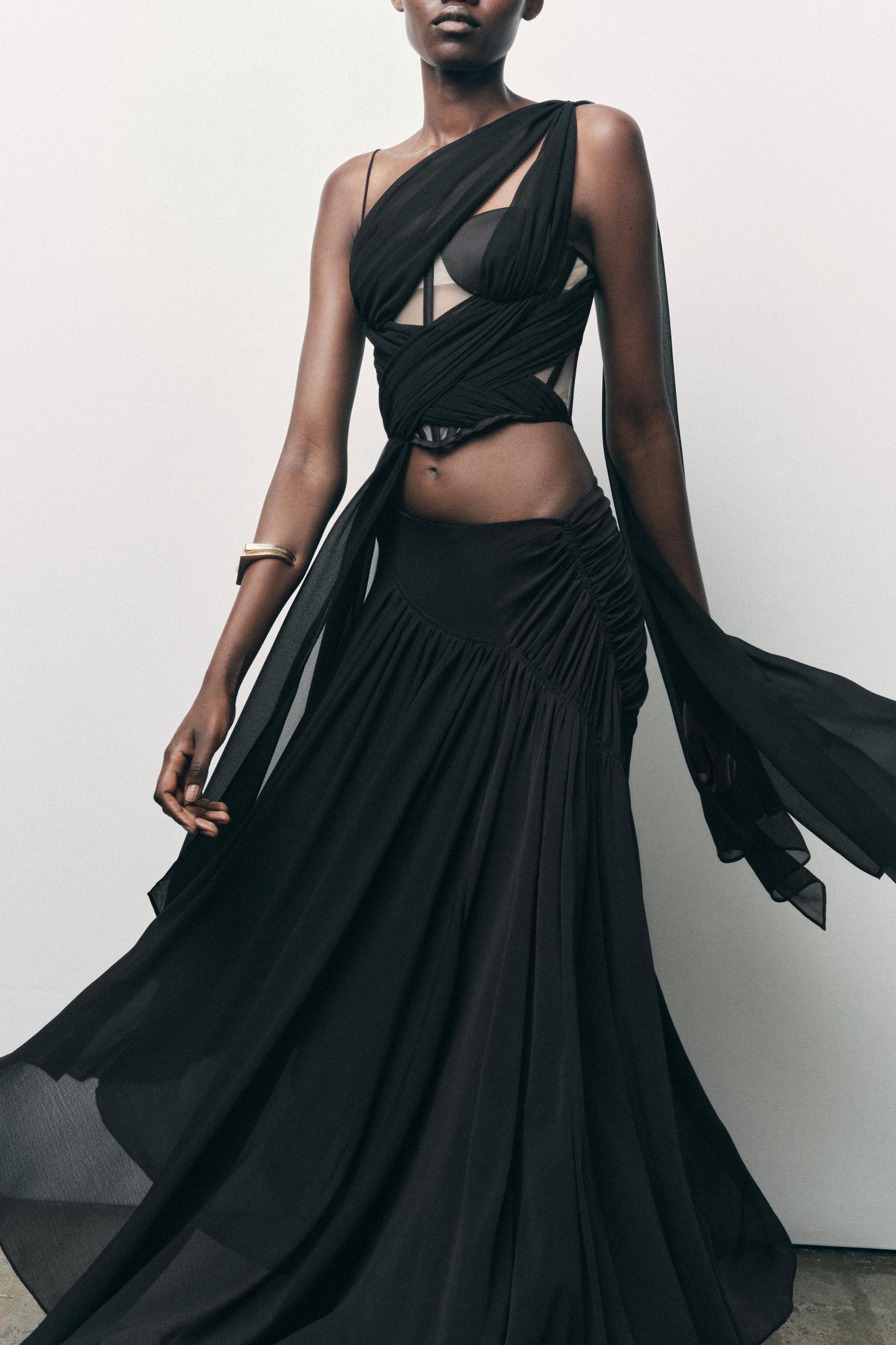 DRAPED GEORGETTE MIDI SKIRT Product Image