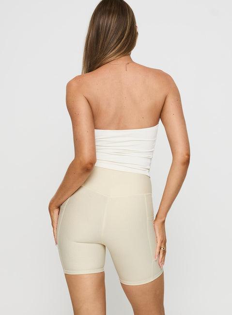 Power Activewear Rib Shorts Latte Product Image