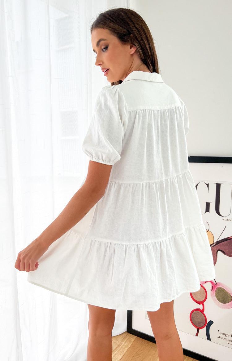 Frances White Linen Tiered Dress Product Image