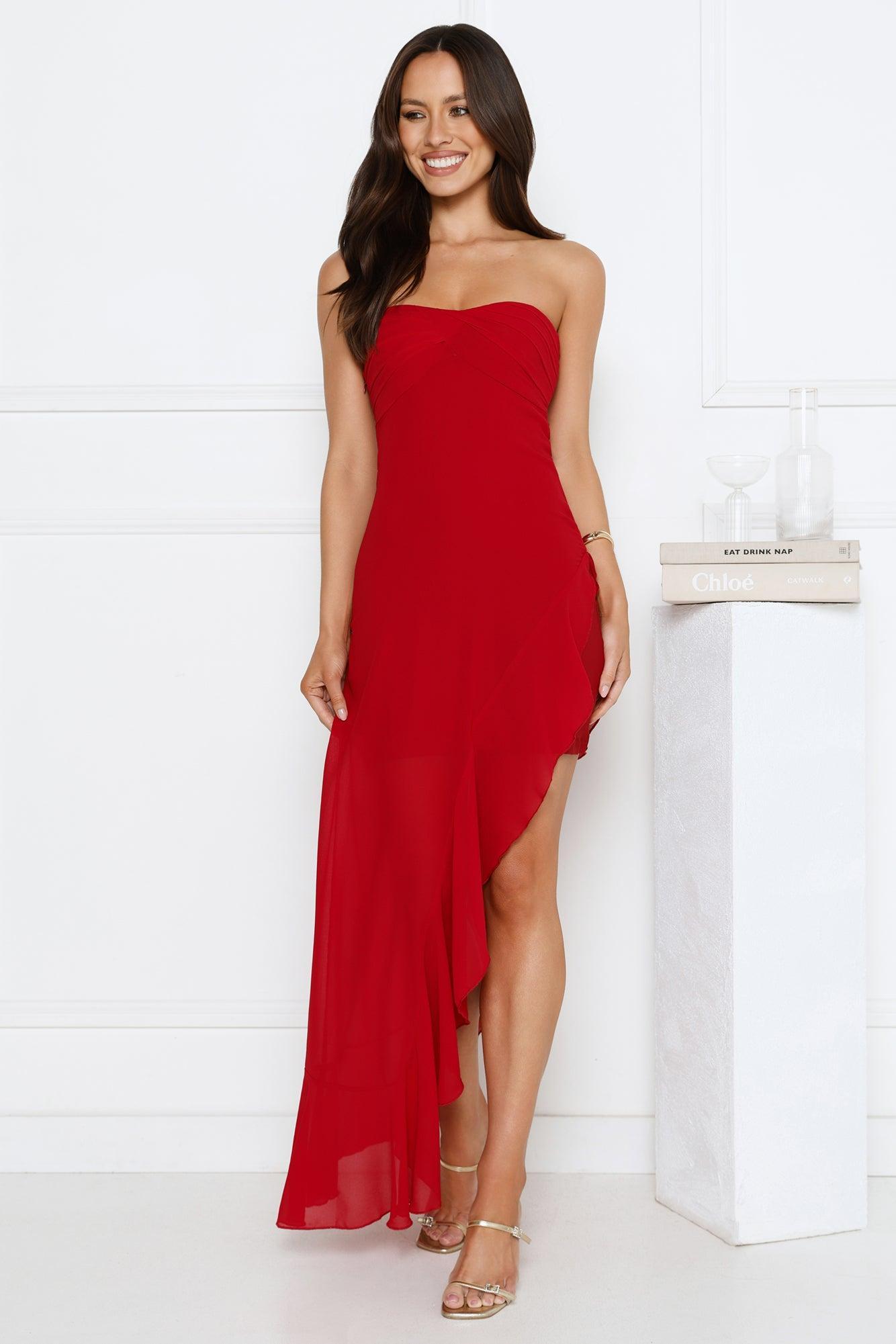Sparkle Every Day Strapless Maxi Dress Red Product Image