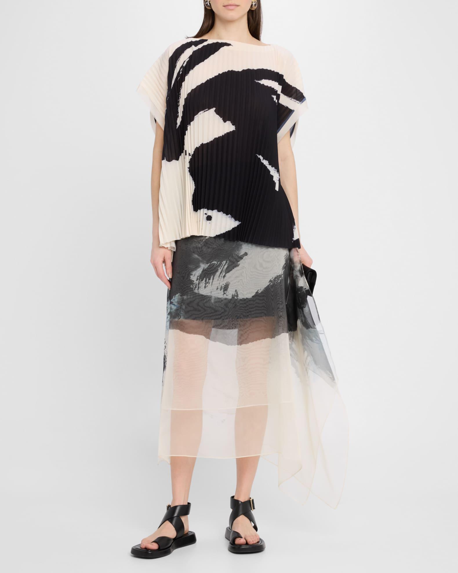 Boatneck Pleated Square Top With Artwork By Tong Product Image