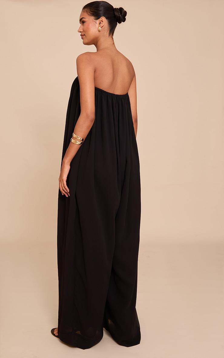Black Chiffon Bandeau Puffball Jumpsuit Product Image