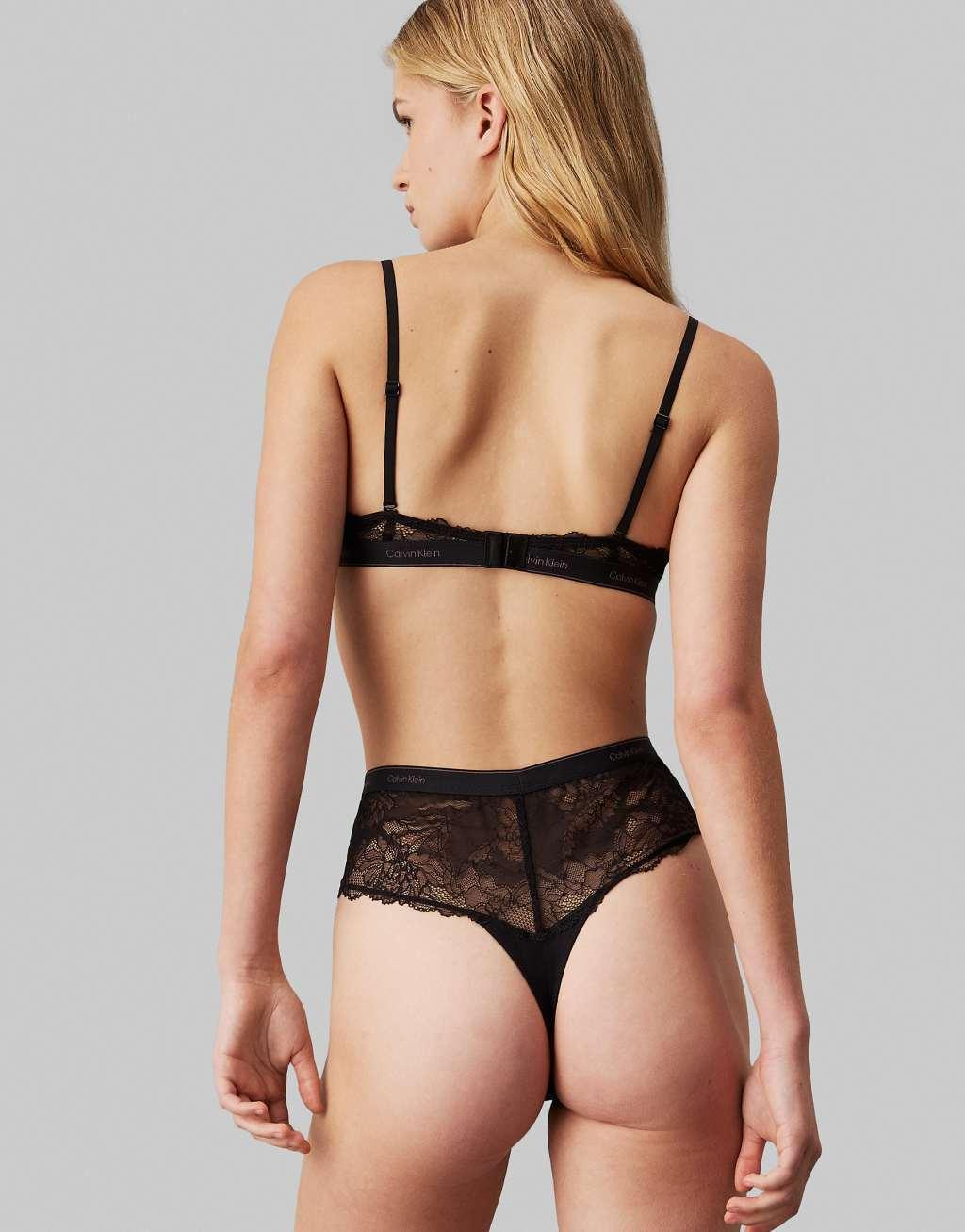 Calvin Klein Modern Lace unlined demi underwire bra in black Product Image